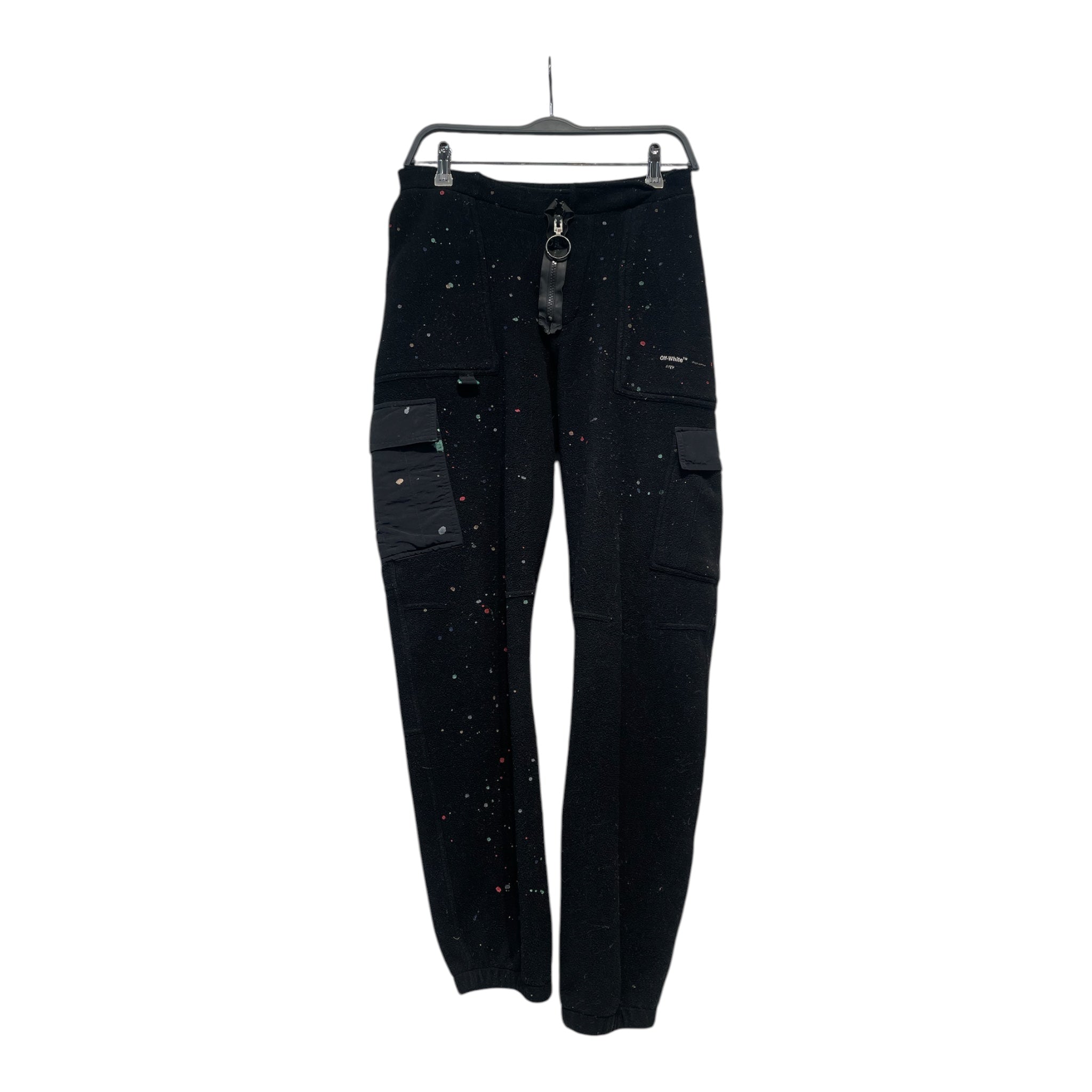 OFF-WHITE/Straight Pants/S/Cotton/BLK/paint splatter view 1