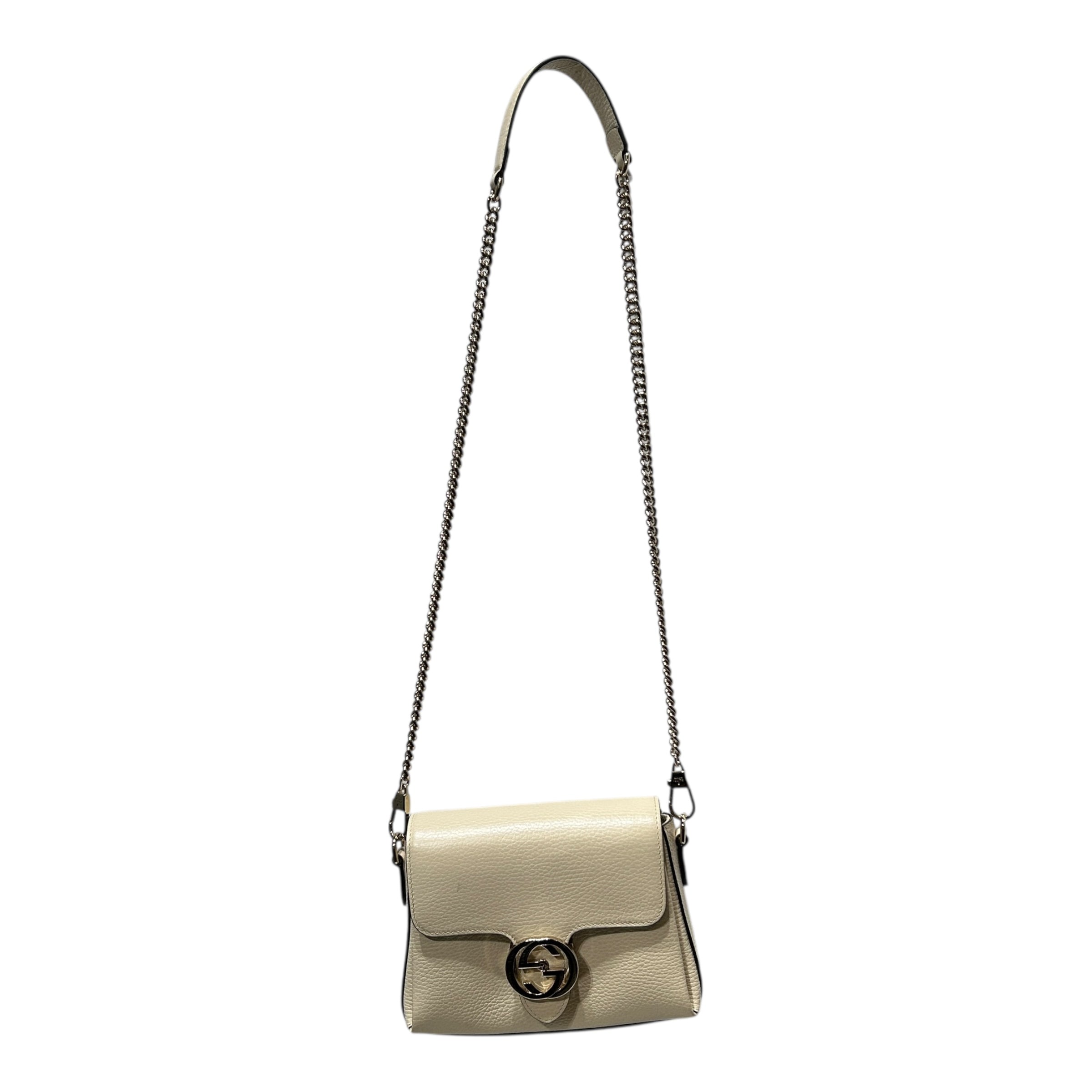 GUCCI/Bag/Leather/CRM/Cream Shoulder Bag w Silver GG view 1