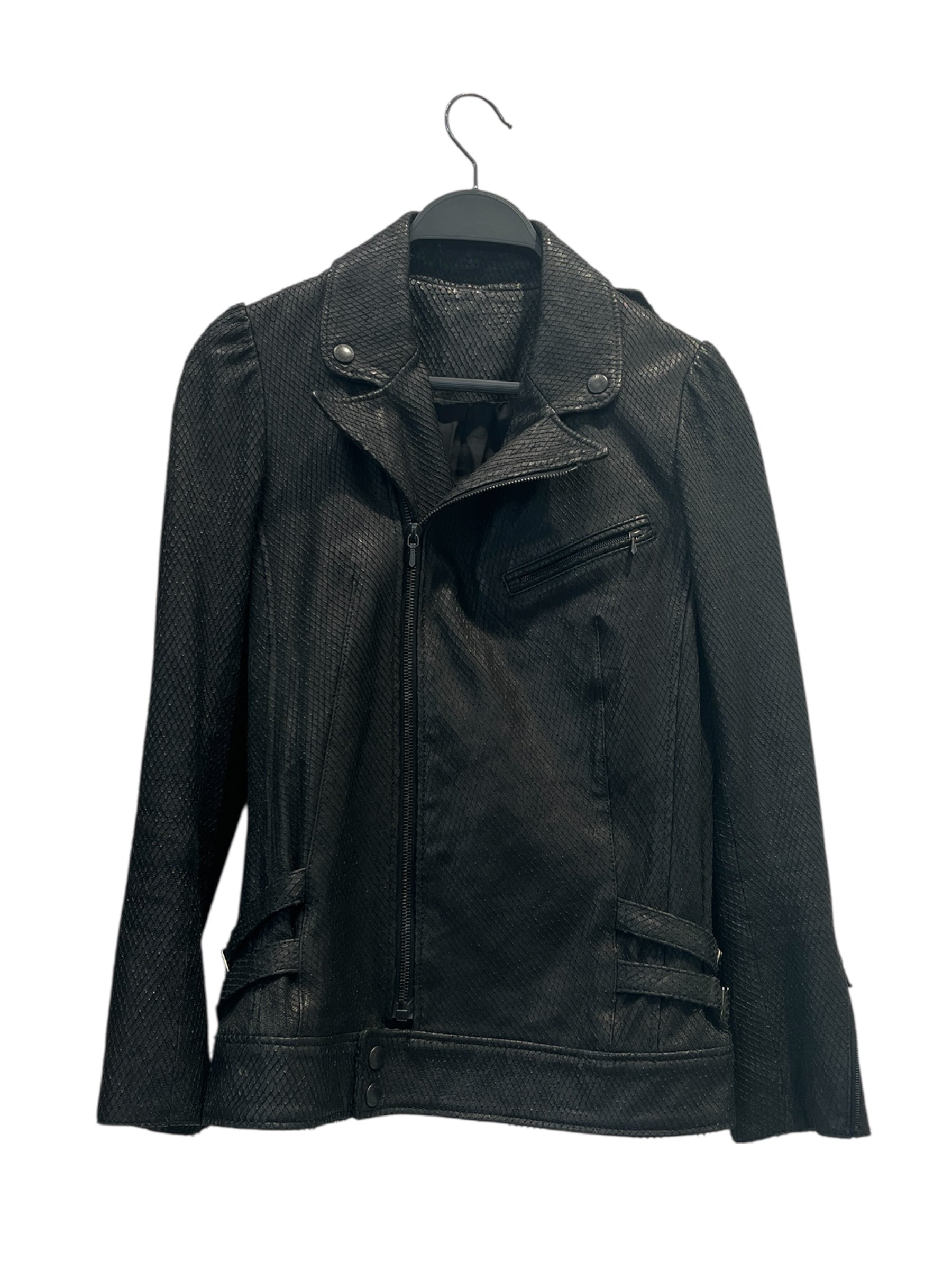 Hysterics/Riders Jkt (S)/M/Animal Pattern/Leather/BLK/SNAKESKIN view 1