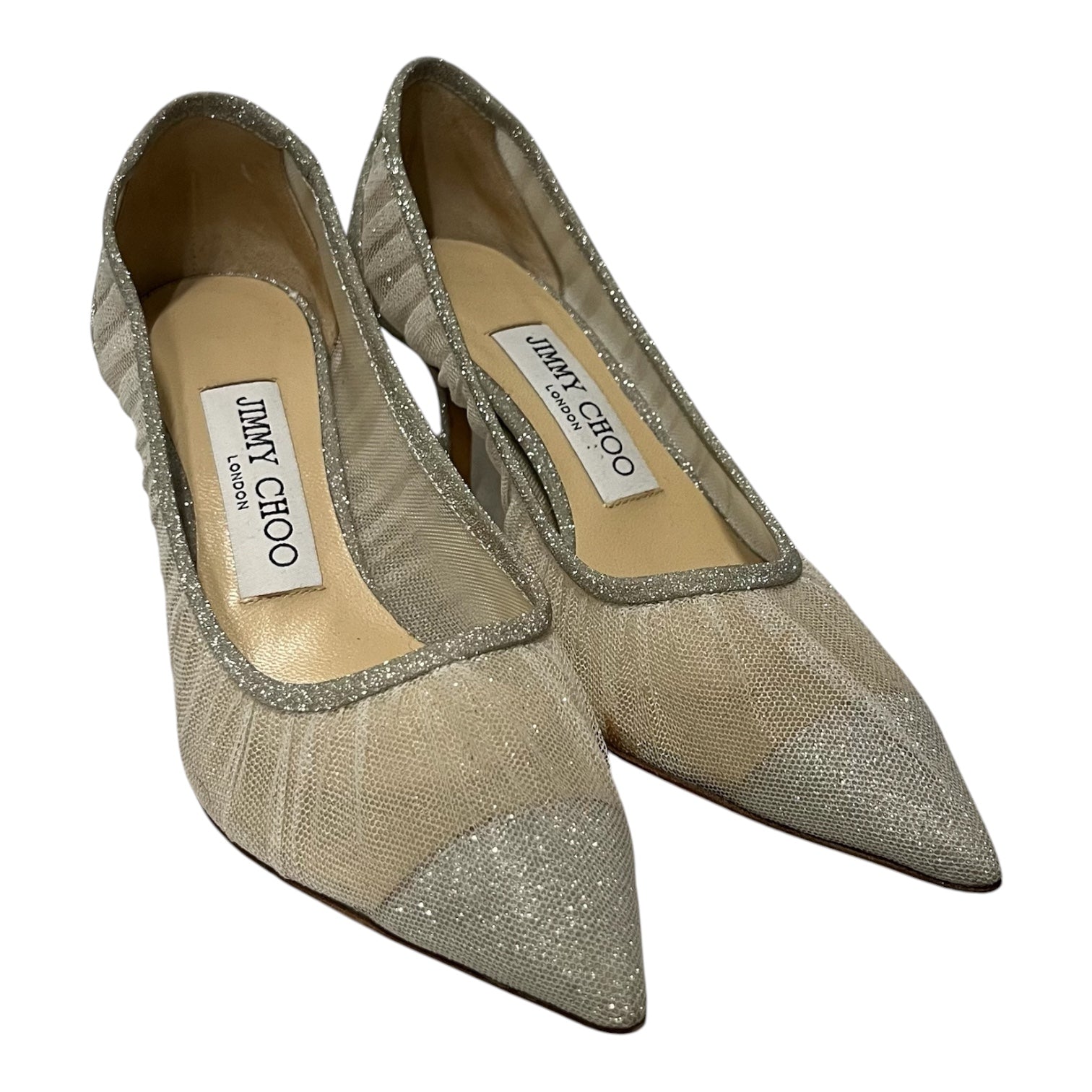 JIMMY CHOO/Heels/US 5/Glitter/SLV/mesh glitter pointed toe view 1