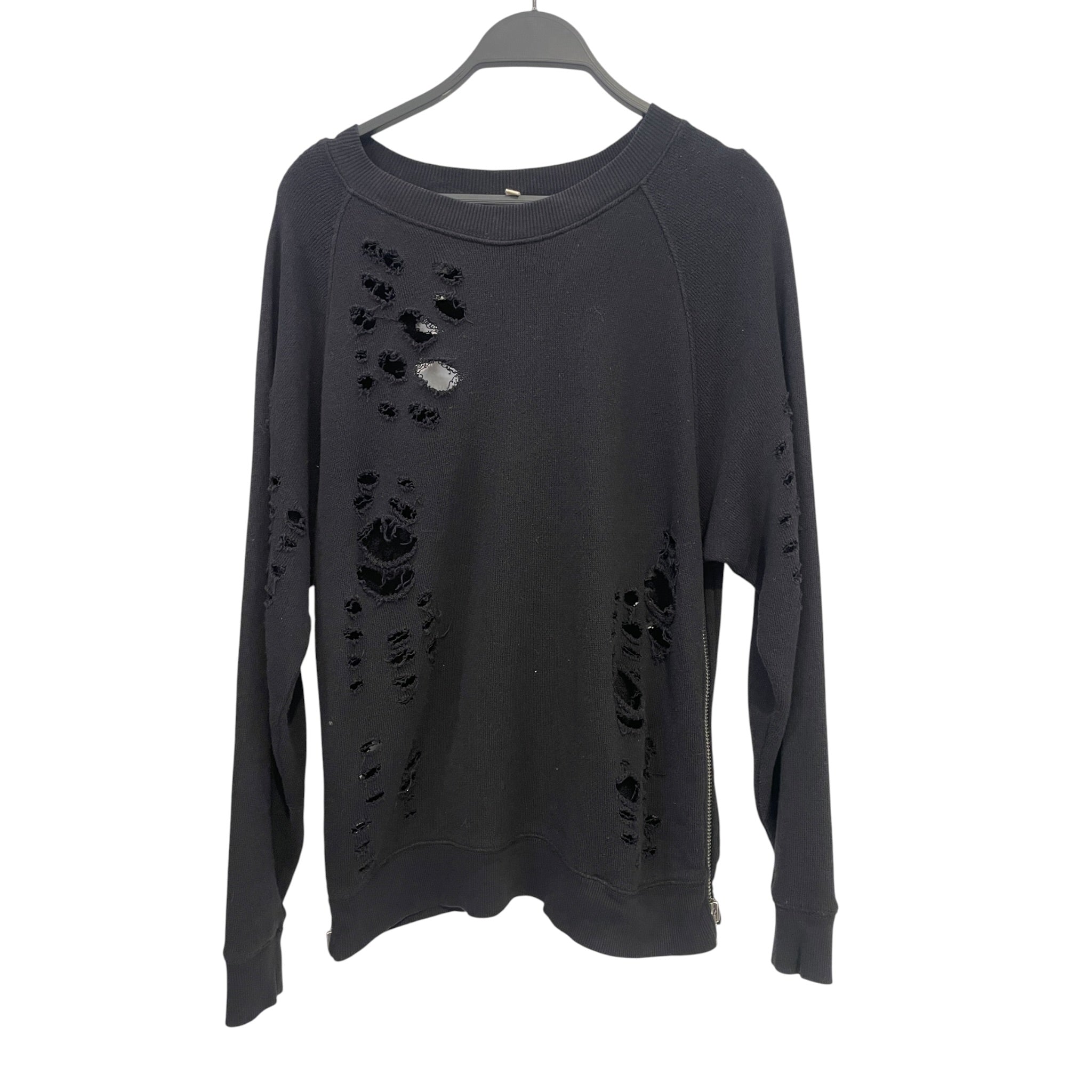 R13/Sweatshirt/M/Cotton/BLK/zipper on sides view 1
