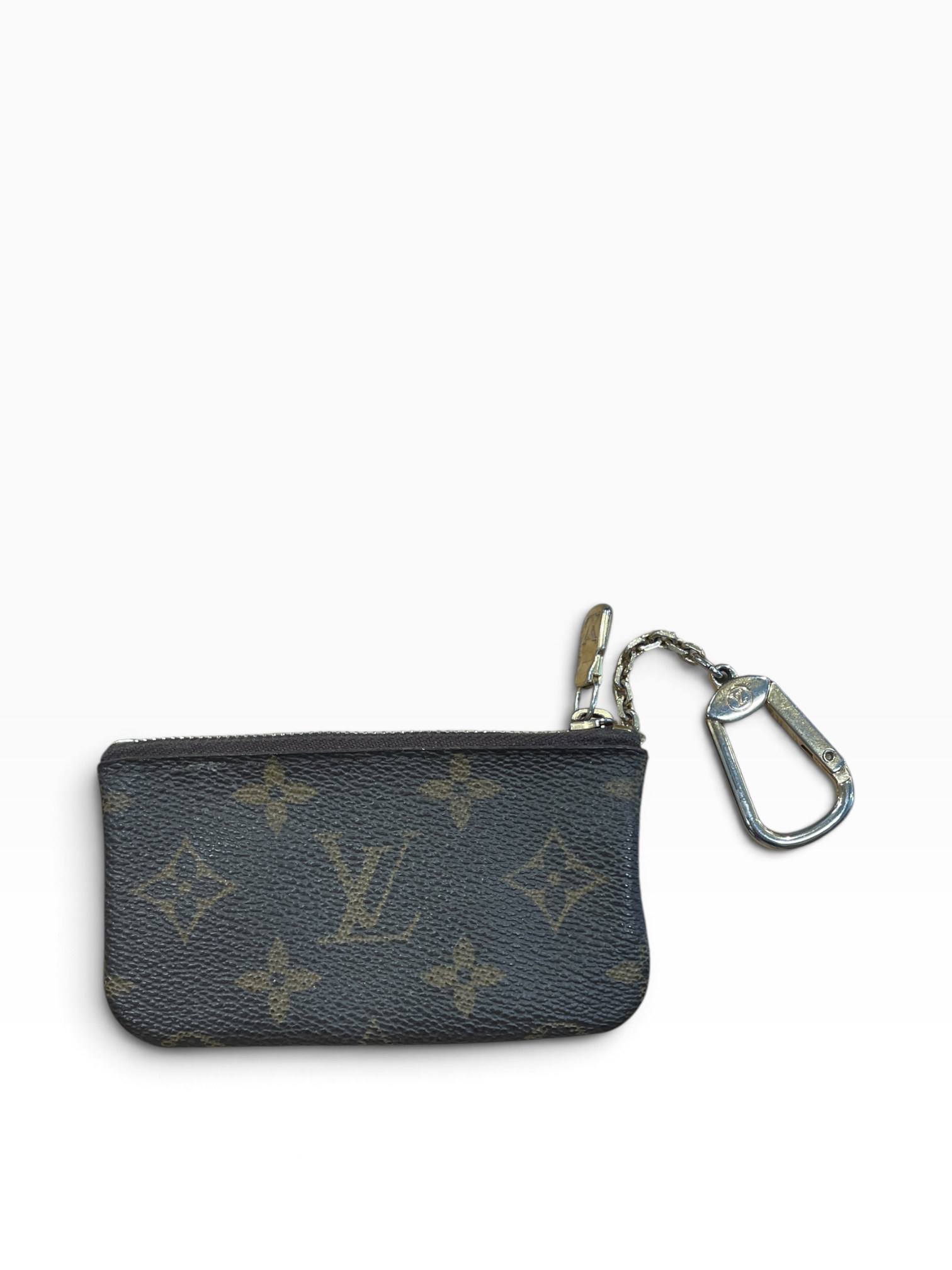 LOUIS VUITTON/Coin Wallet/Monogram/Leather/BRW/L's/COIN WALLET GOLD CARABINER view 1
