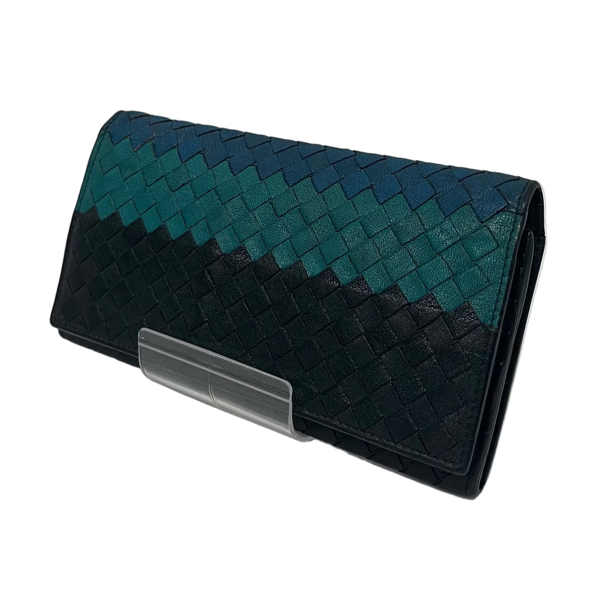 BOTTEGA VENETA/Long Wallet/Leather/BLK/GREEN BLUE BLACK B05436121G view 1
