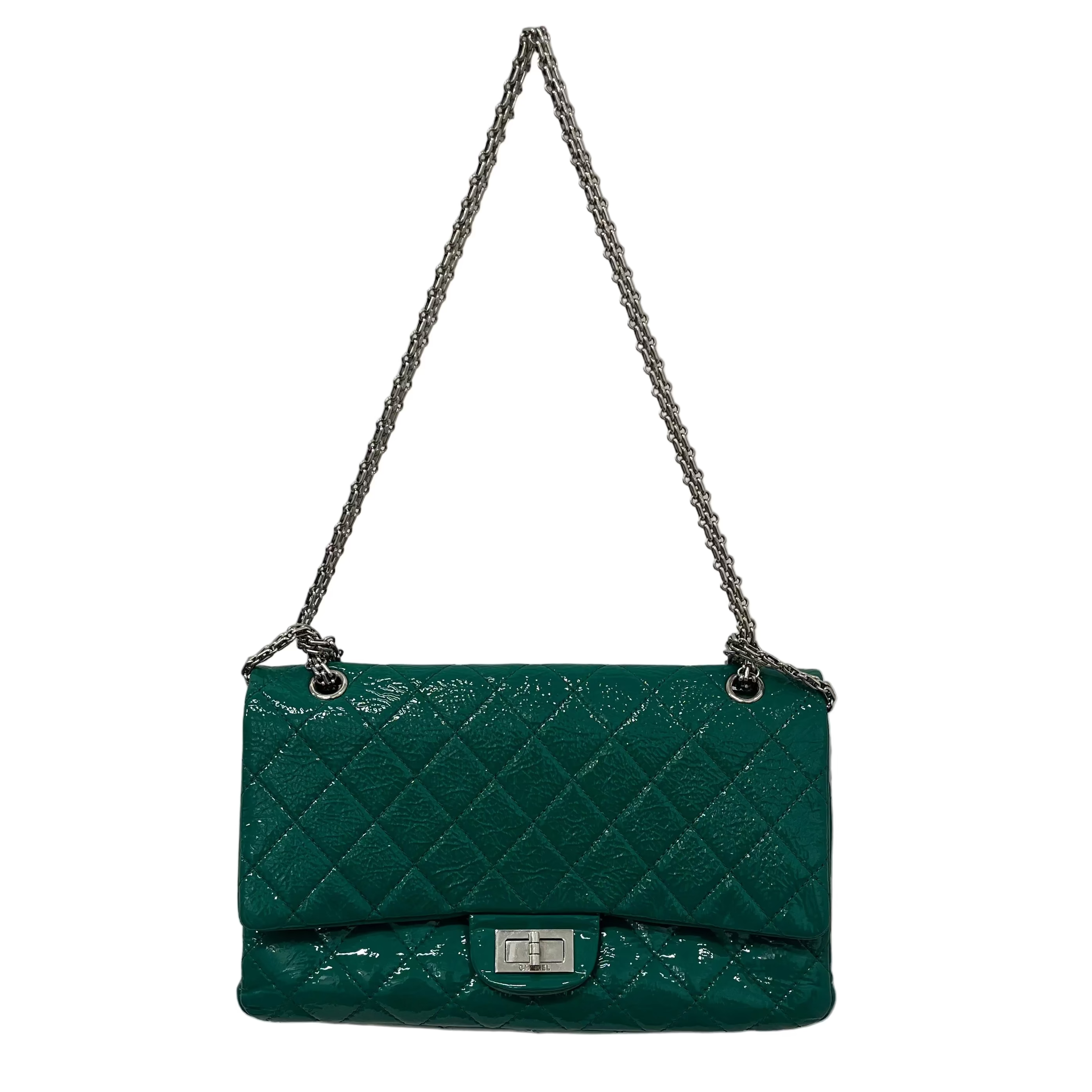 CHANEL/Bag/Leather/GRN/GREEN PATENT FLAP BAG 14670553 view 1