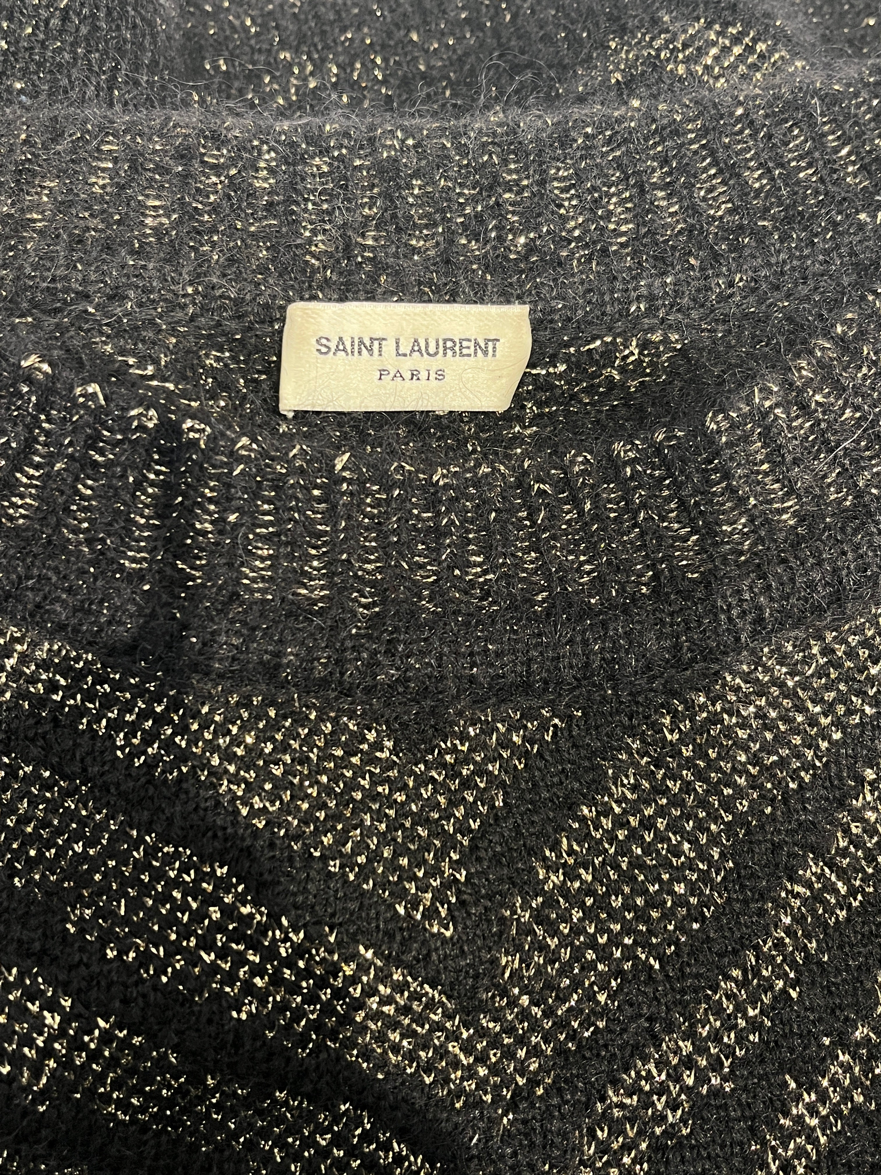 SAINT LAURENT/Sweater/XL/BLK/BLK/GLD TIGER STRIPE SWEATER view 3