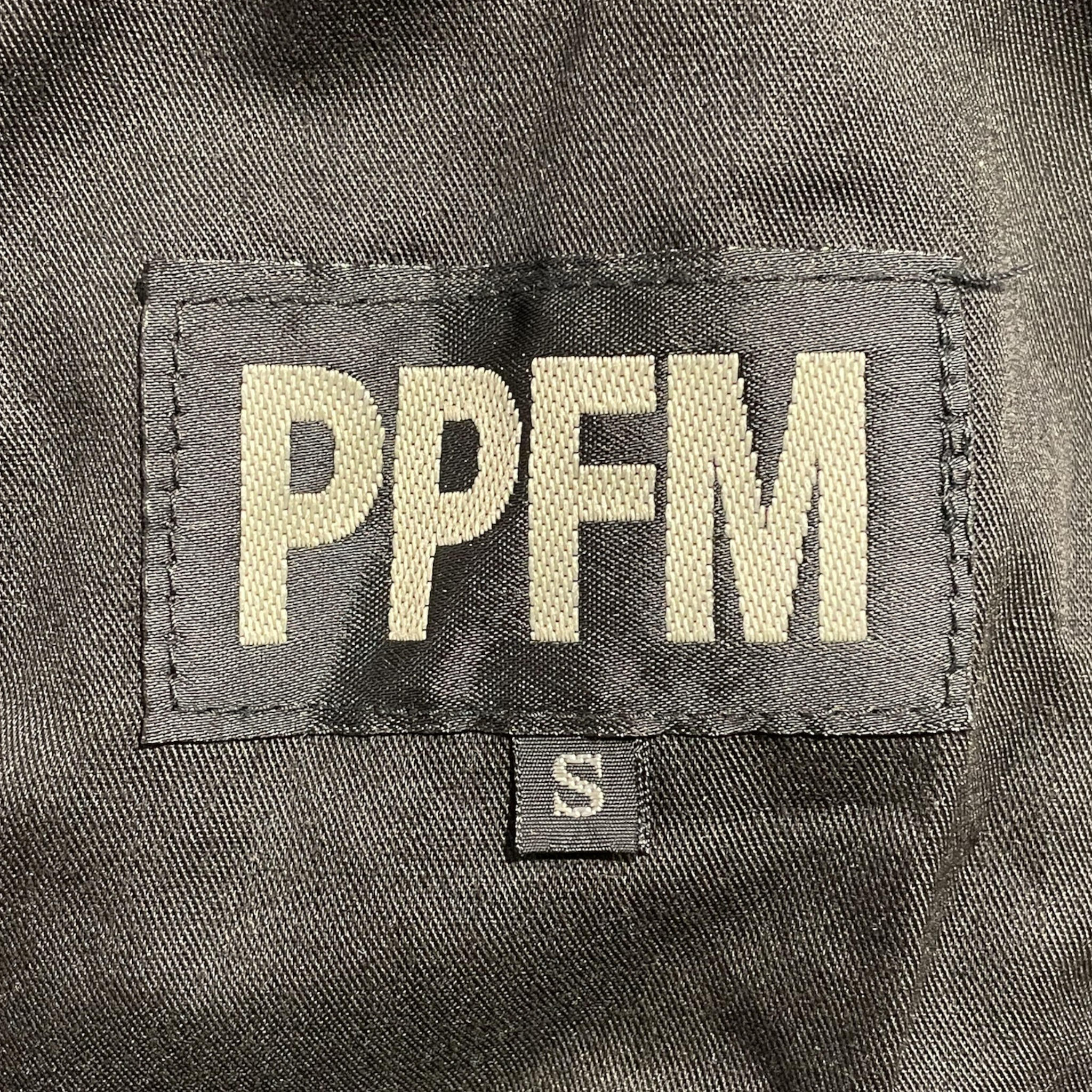 PPFM/Slacks/S/Cotton/BLK/Button Fly/silver pin stripes view 3
