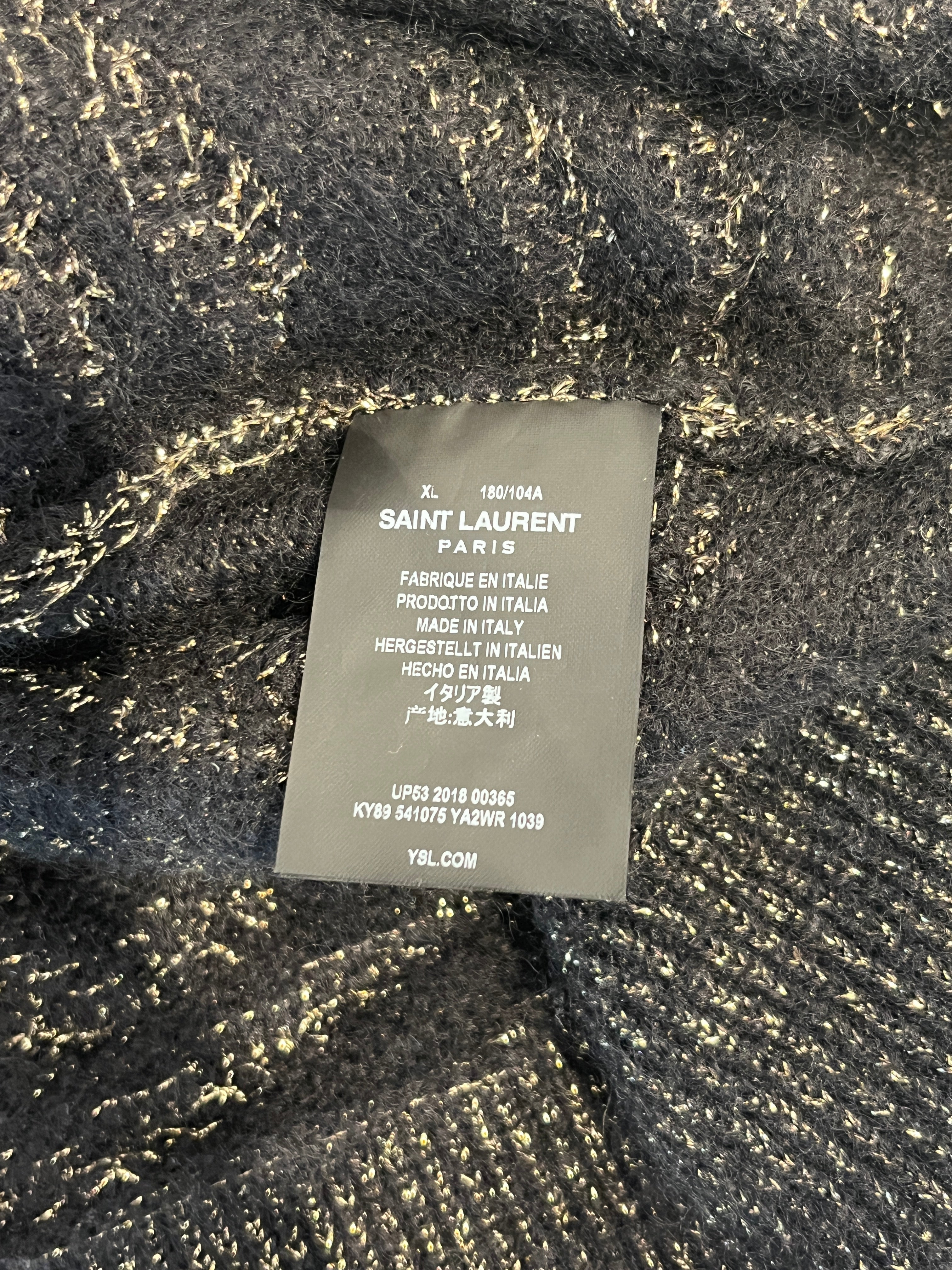 SAINT LAURENT/Sweater/XL/BLK/BLK/GLD TIGER STRIPE SWEATER view 4