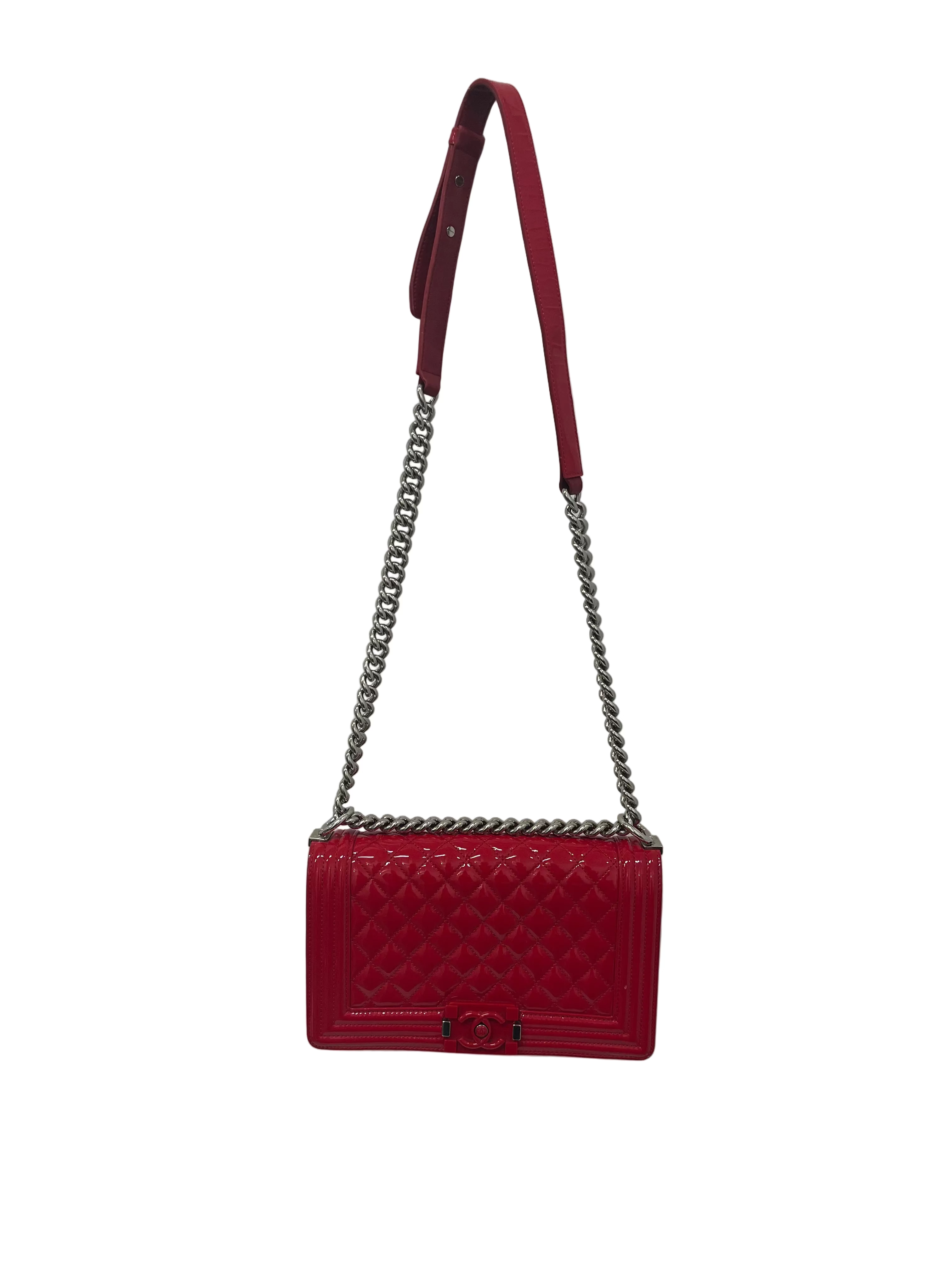 CHANEL/Cross Body Bag/Leather/RED/BOY FLAP PATENT RED 20488231 view 1