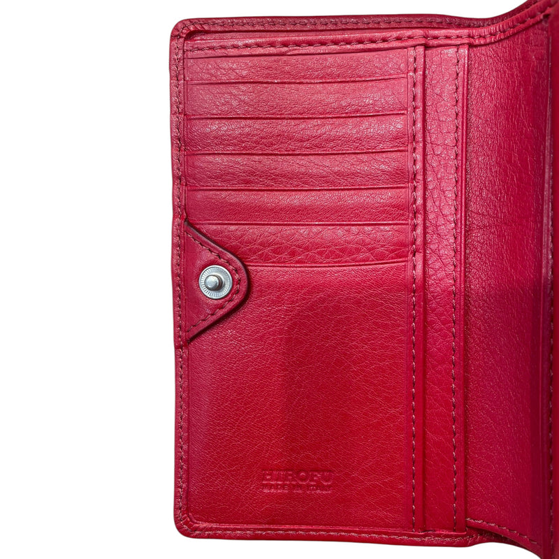 HIROFU/Bifold Wallet/Red/Leather/