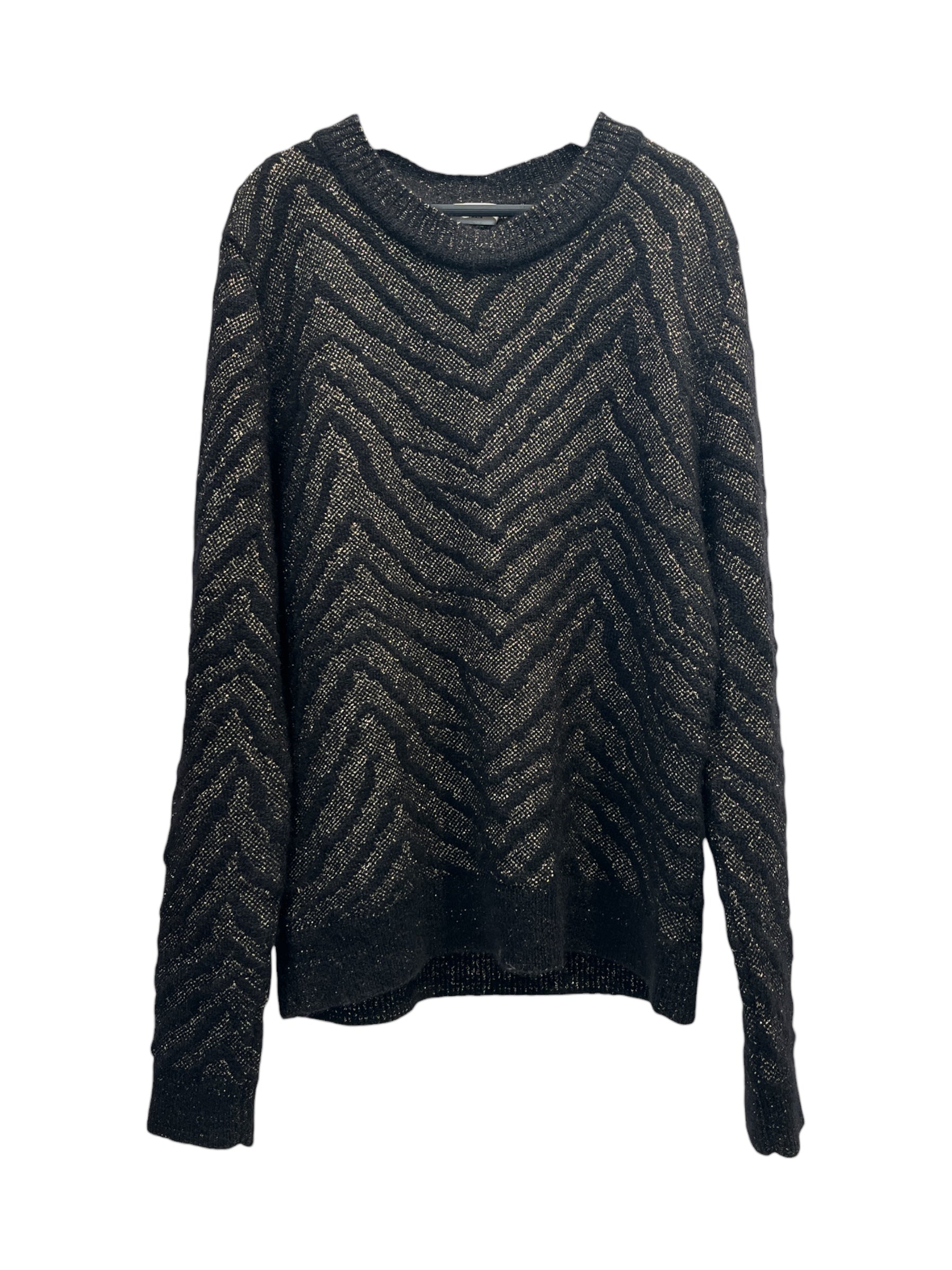 SAINT LAURENT/Sweater/XL/BLK/BLK/GLD TIGER STRIPE SWEATER view 1