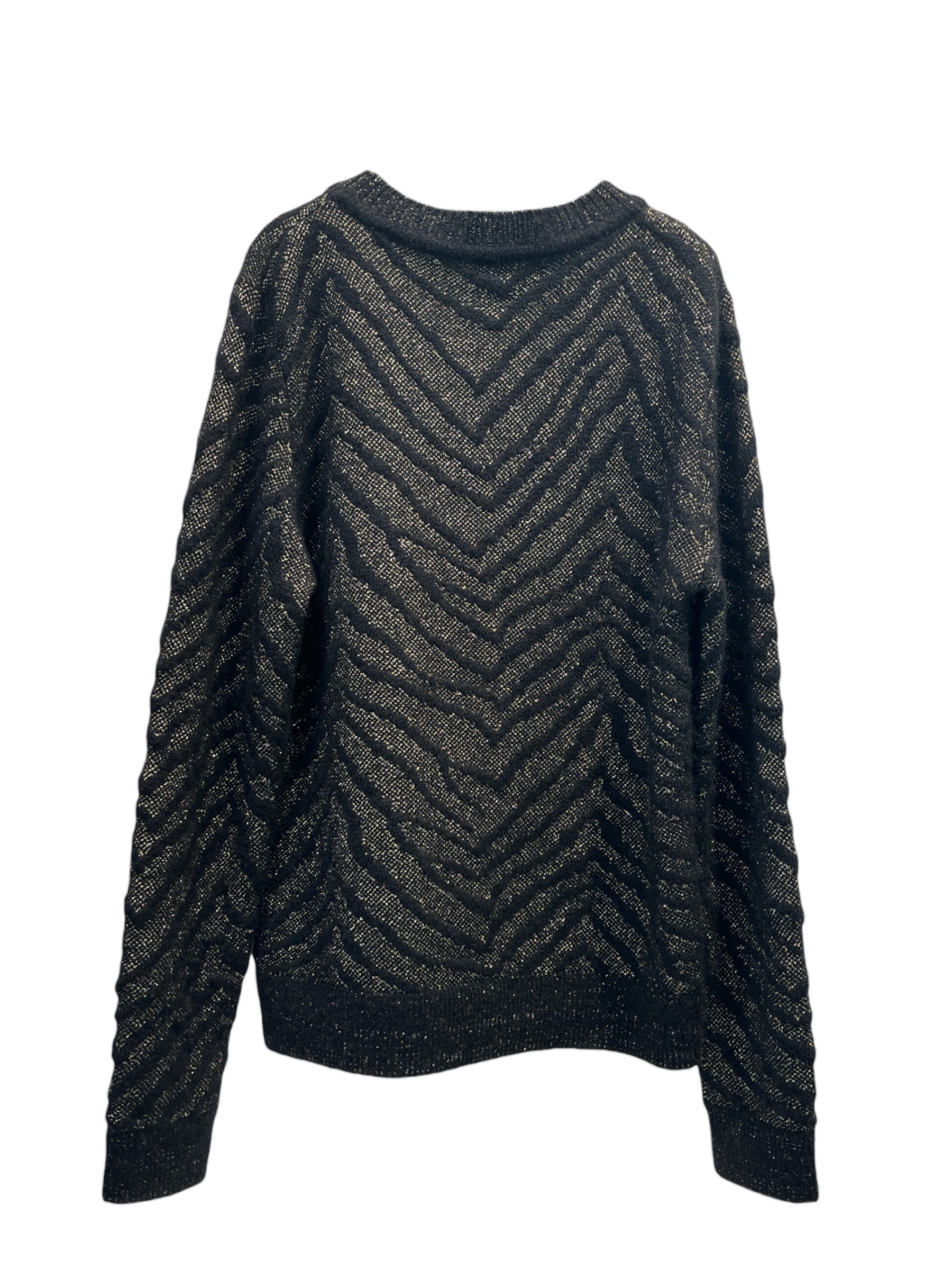 SAINT LAURENT/Sweater/XL/BLK/BLK/GLD TIGER STRIPE SWEATER view 2