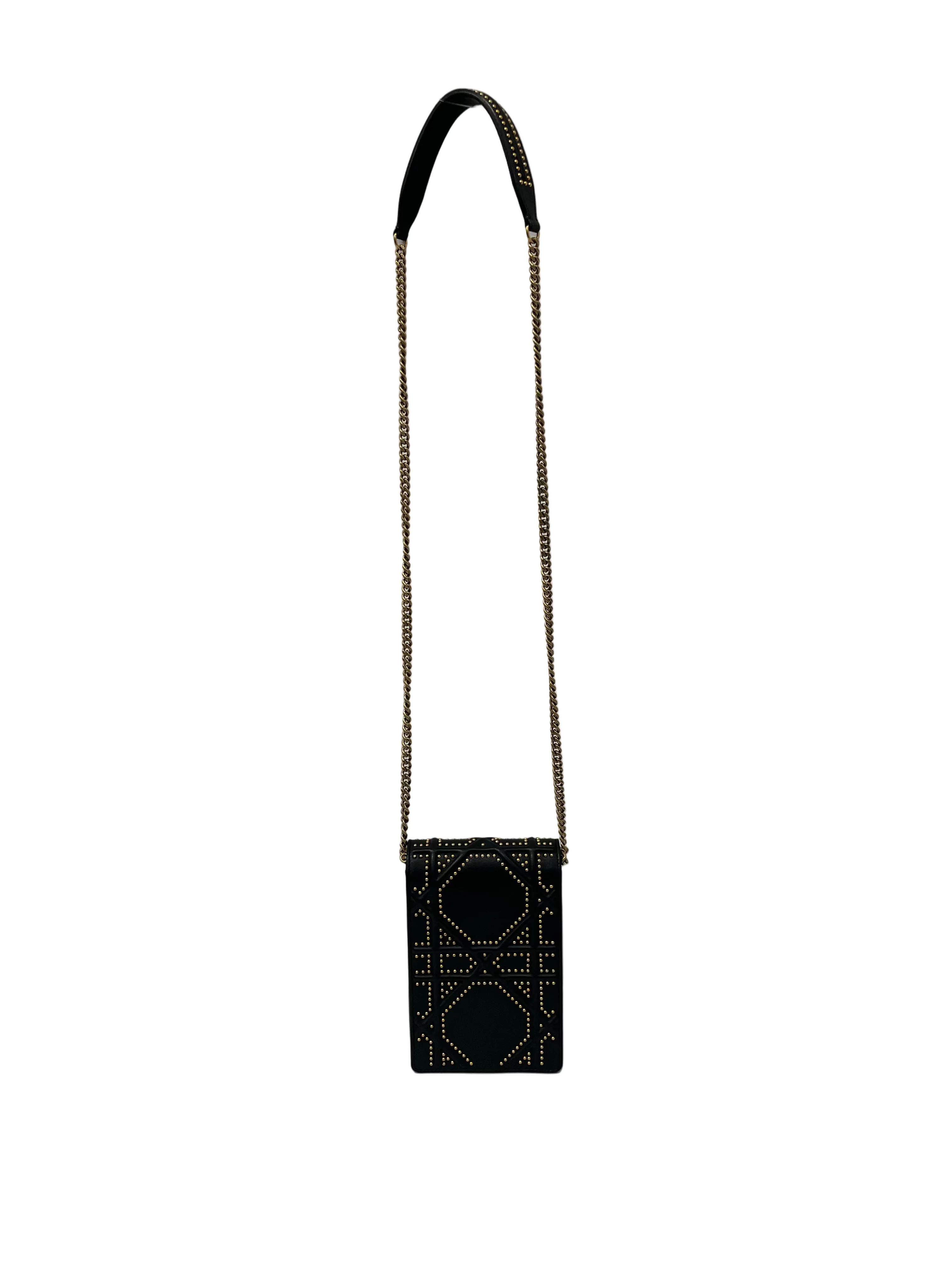 Christian Dior/Cross Body Bag/Leather/BLK/DIORAMA VERTICAL GOLD STUDS view 2