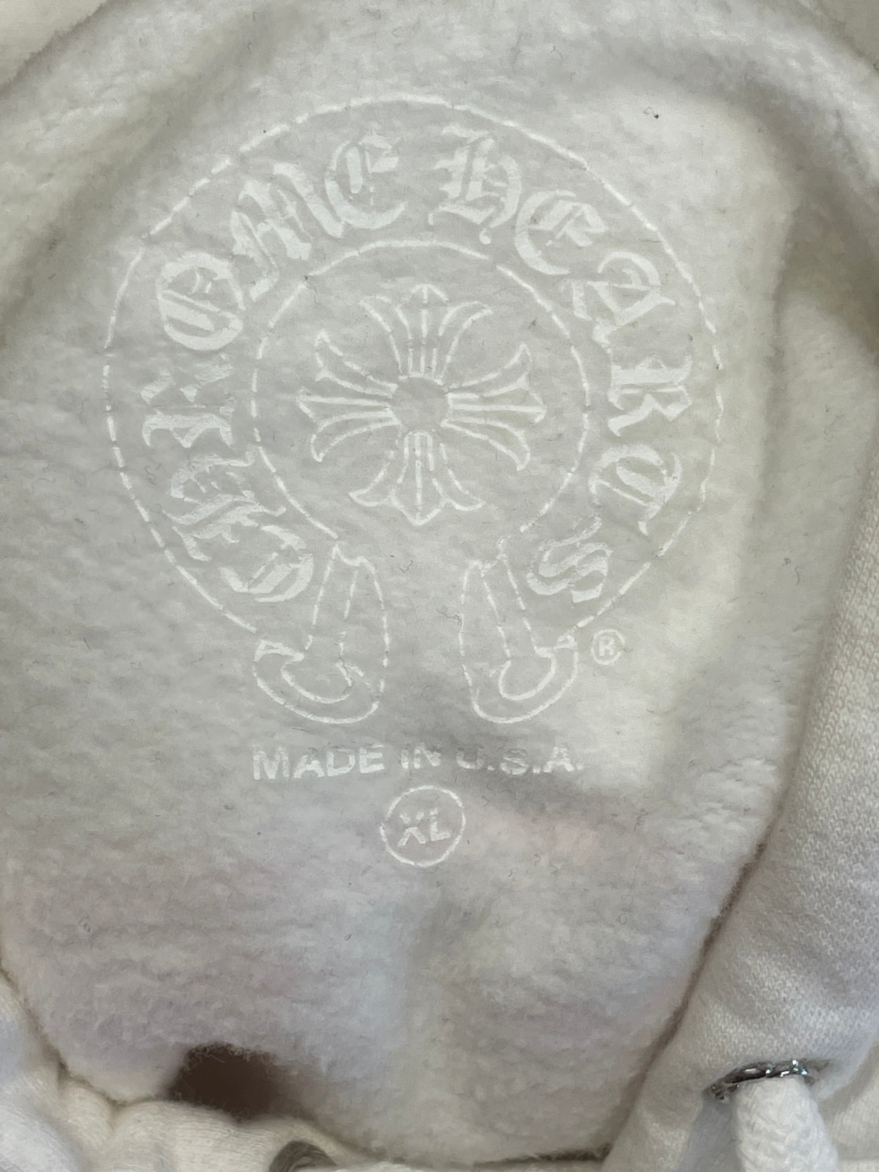 CHROME HEARTS/Hoodie/XL/Cotton/WHT/Oversize/PINK TEXT + HORSESHOE LOGO view 3