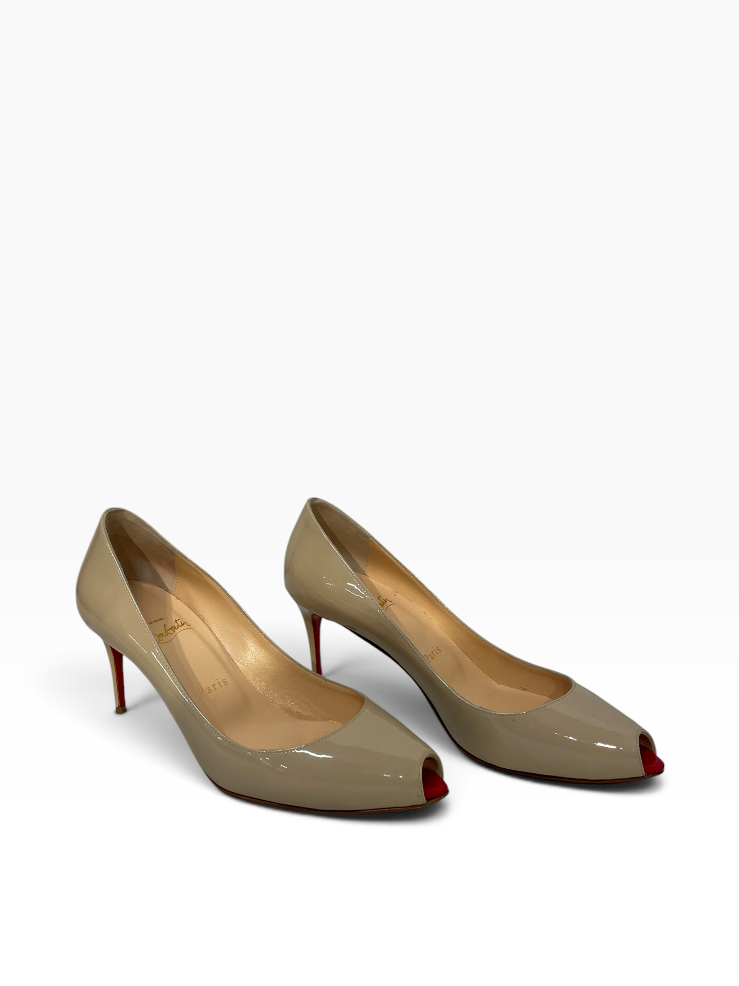 Christian Louboutin/Heels/EU 39/Leather/BEG/Peep Toe Pumps view 1