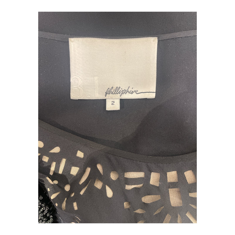 3.1 phillip lim/SL Blouse/2/Cotton/BLK/BEADED SLEEVES