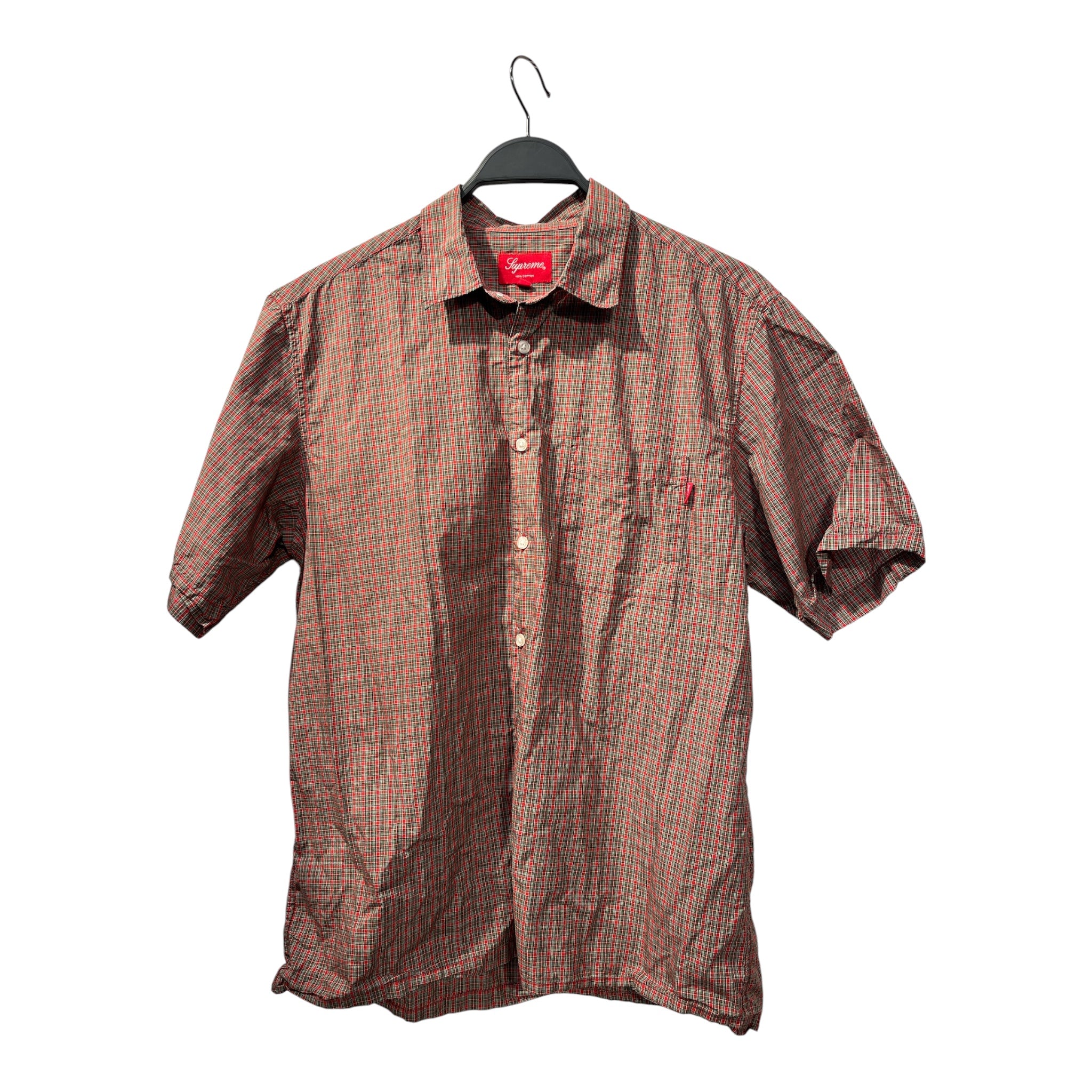 Supreme/SS Shirt/M/Cotton/MLT/Plaid/RED GREEN WHITE view 1