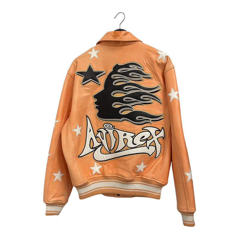 HELLSTAR/AVIREX/Leather Jkt/L/Leather/ORN/STAR PATCHES