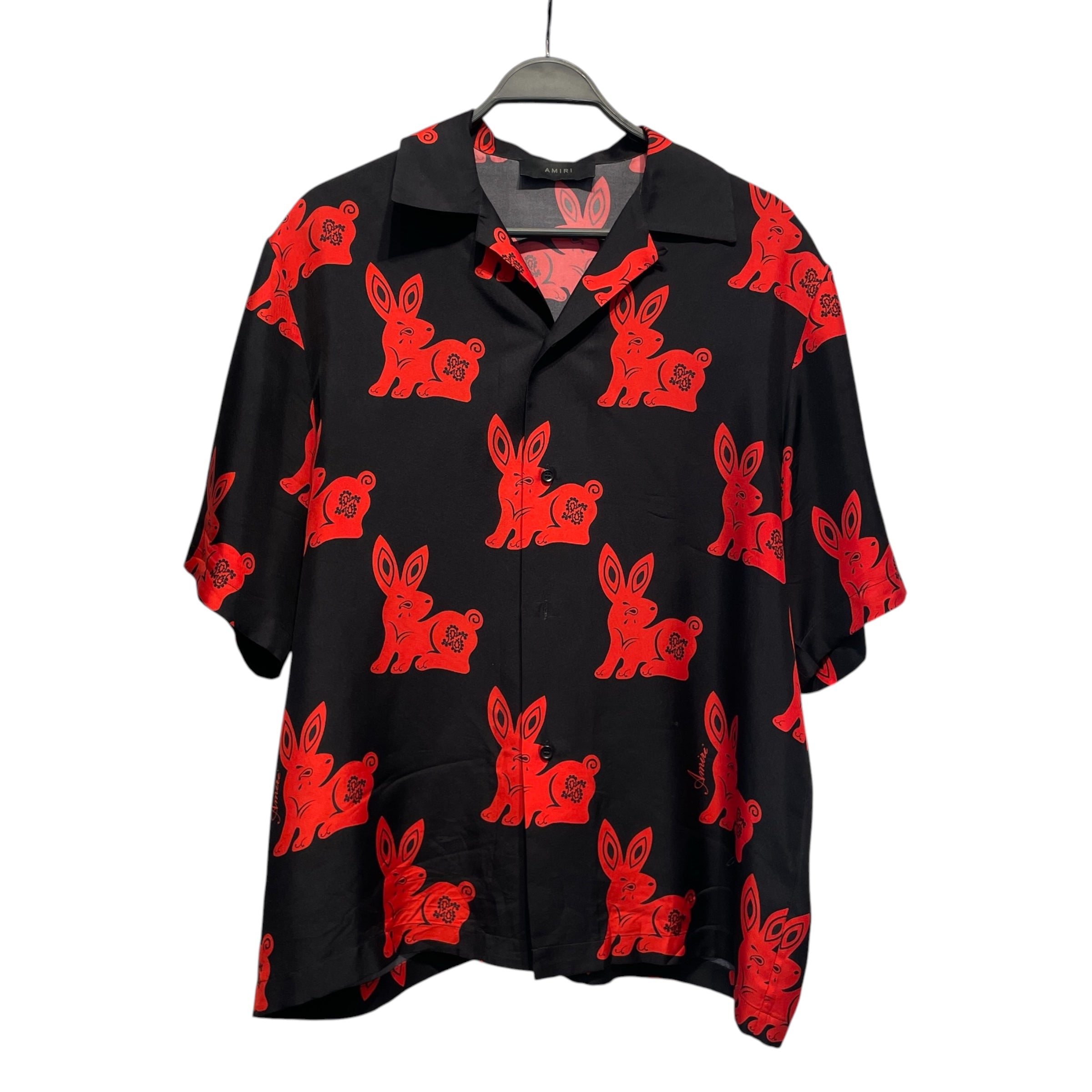 AMIRI/SS Shirt/XL/Tencel/BLK/All Over Print/Red Rabbit Bowling Shirt view 1