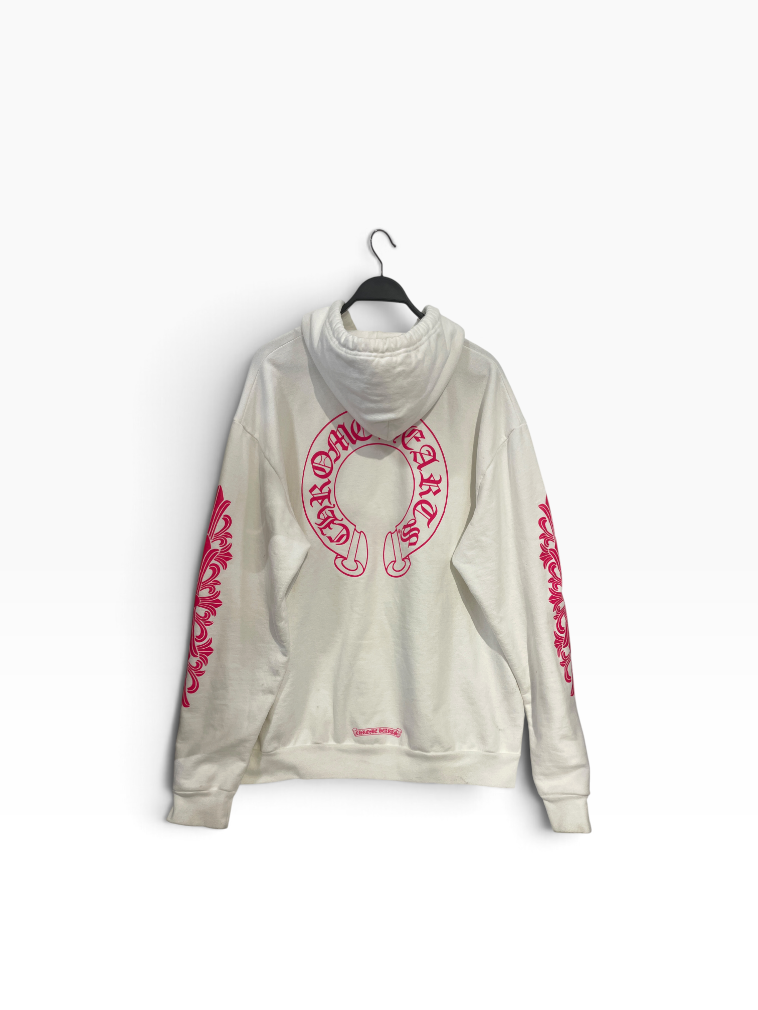 CHROME HEARTS/Hoodie/XL/Cotton/WHT/Oversize/PINK TEXT + HORSESHOE LOGO view 2