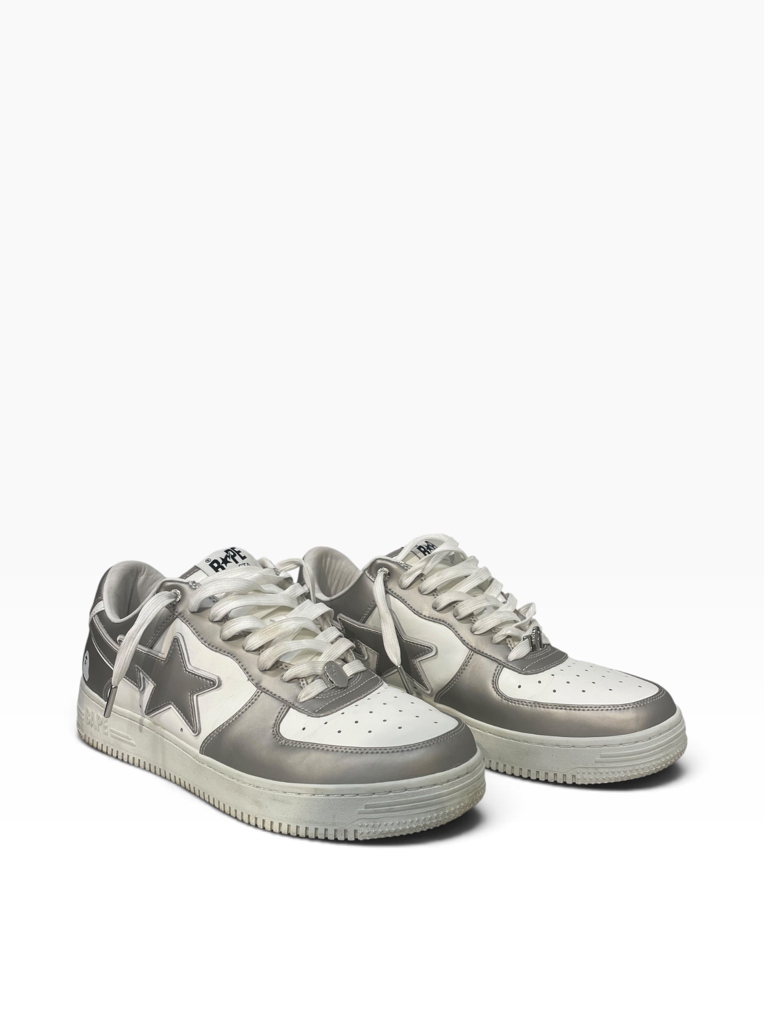 A BATHING APE/Low-Sneakers/US 13/Border/Leather/SLV/bape sta view 1