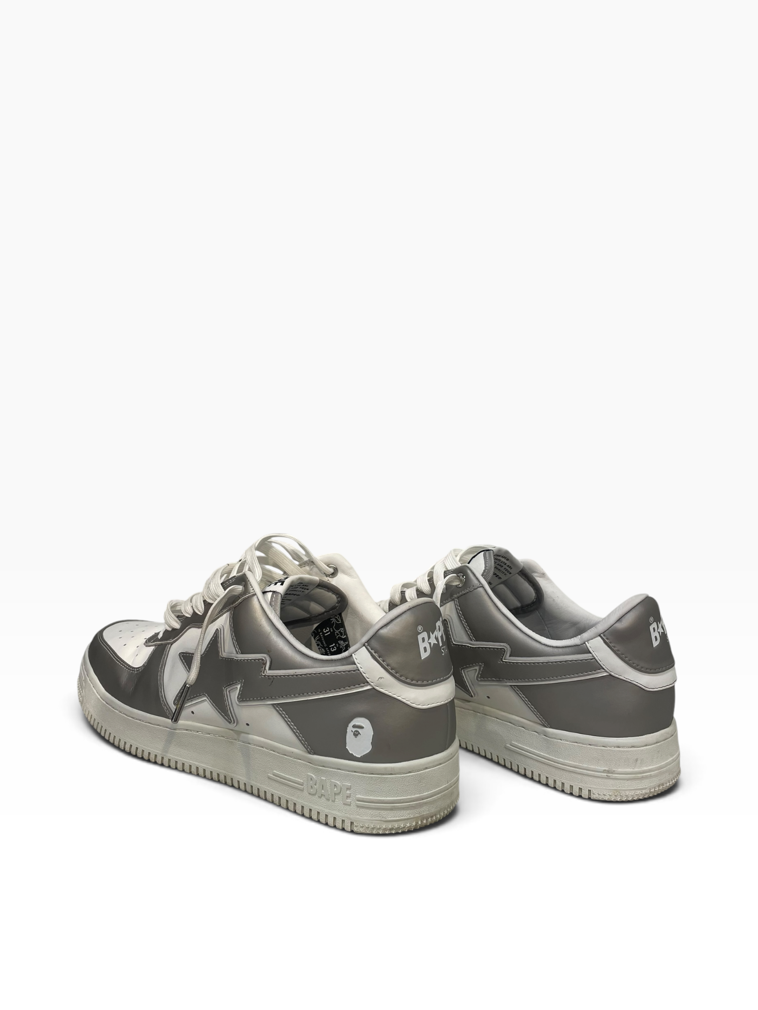 A BATHING APE/Low-Sneakers/US 13/Border/Leather/SLV/bape sta view 2