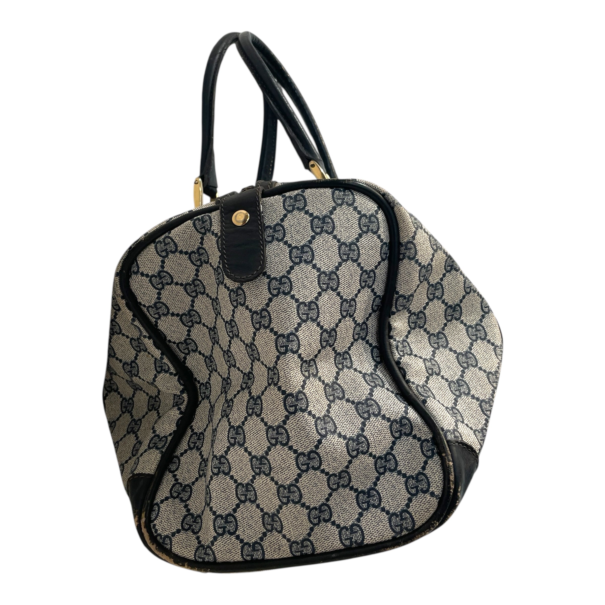 GUCCI/Boston Bag/Monogram/Leather/NVY/Vintage GG Monogram view 2
