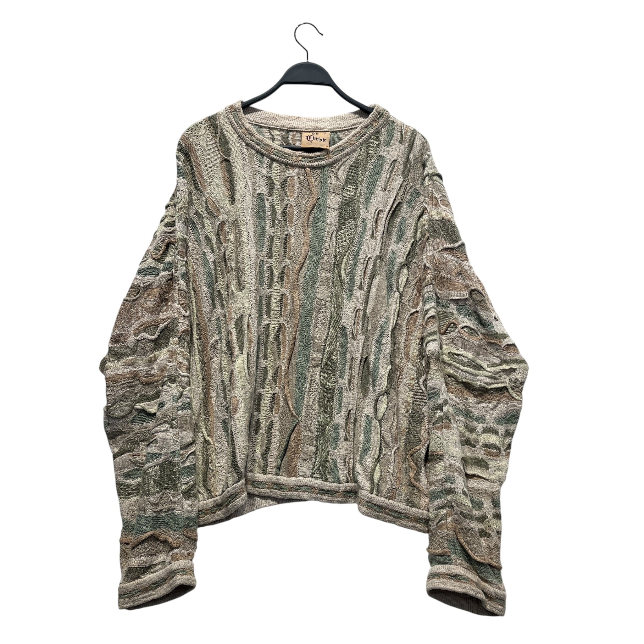 COOGI/Heavy Sweater/XL/Cotton/GRN/BEIGE,GREEN,TAUPE 3D KNITT view 1