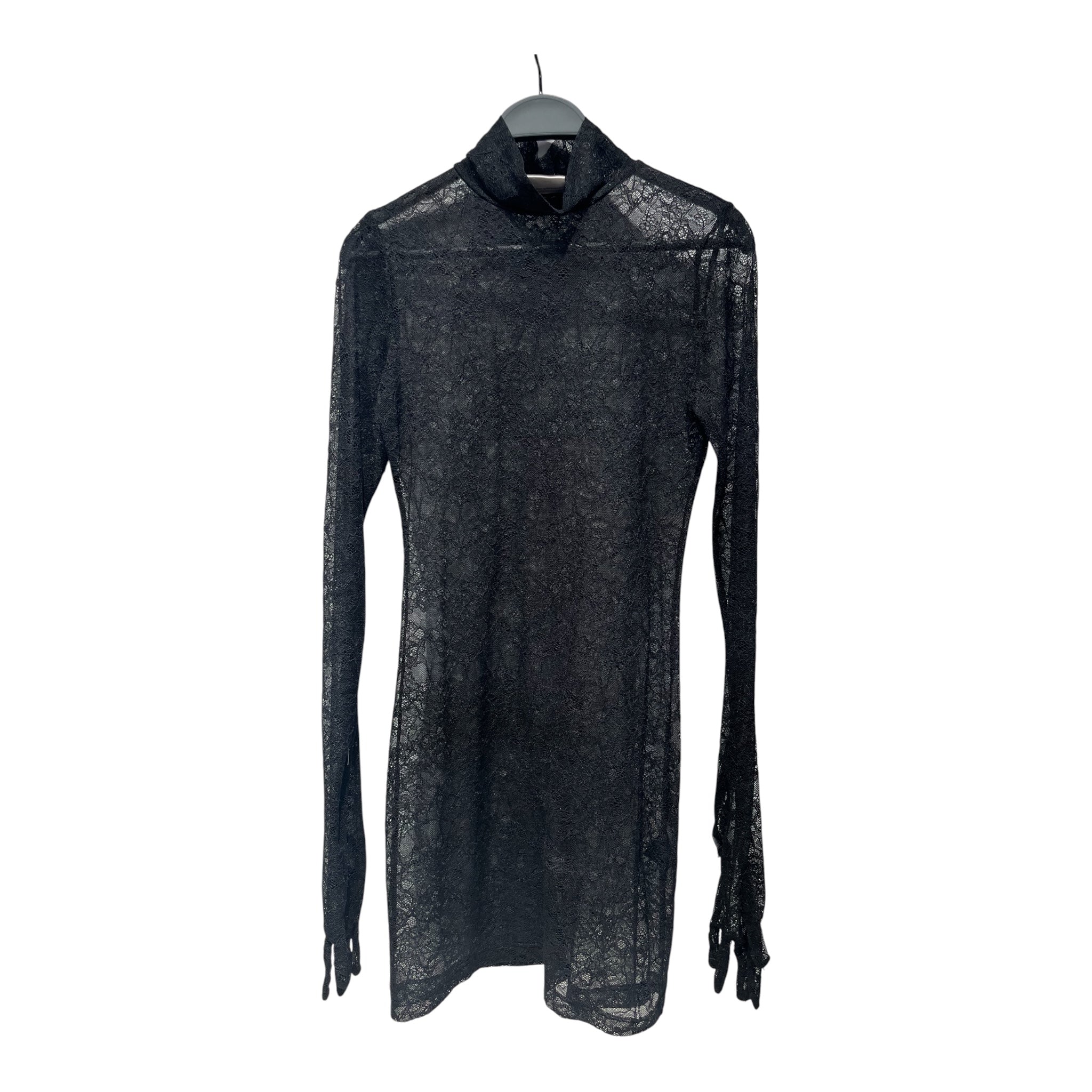 VETEMENTS/LS Blouse/OS/Floral Pattern/Polyester/BLK/GLOVED MESH SHIRT view 1