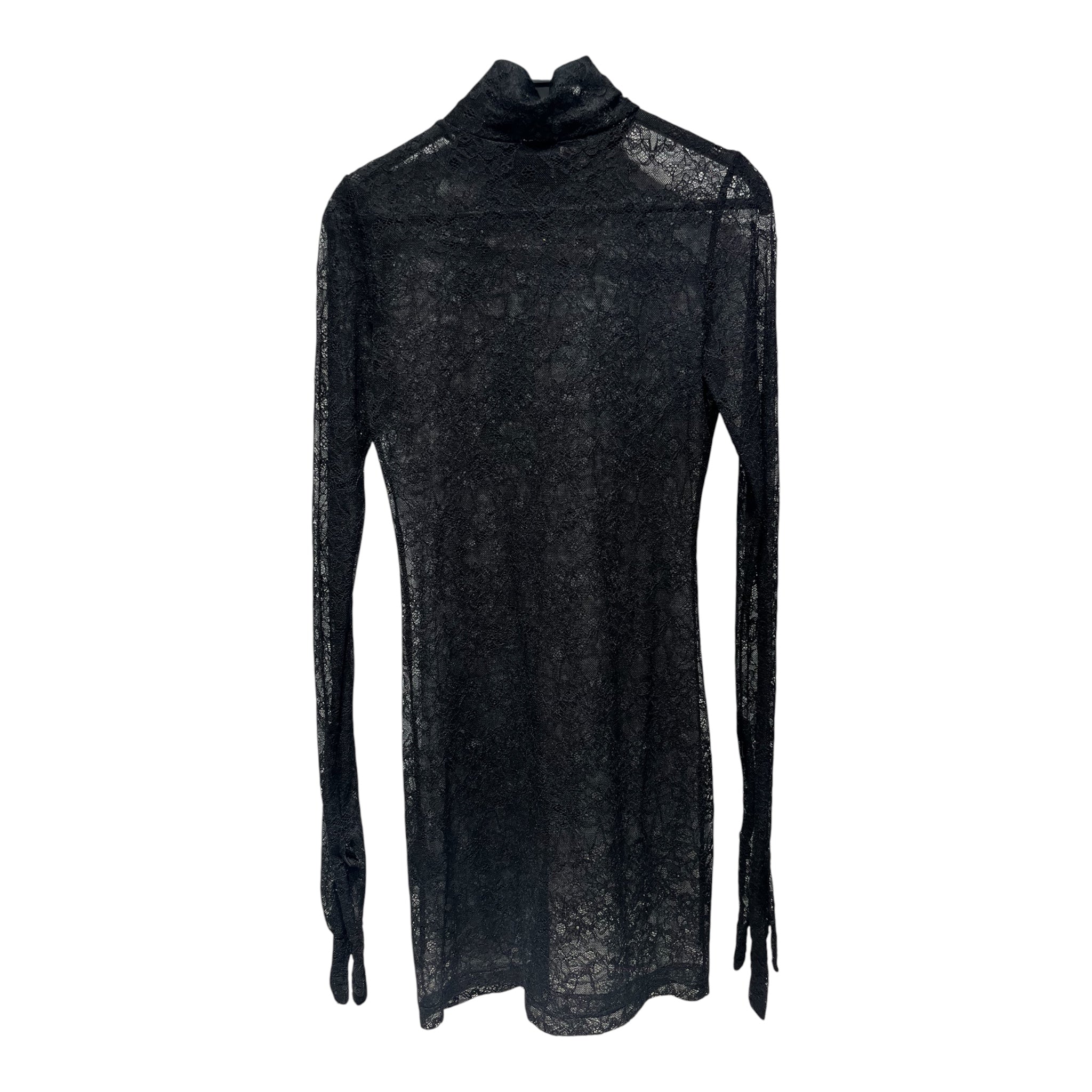 VETEMENTS/LS Blouse/OS/Floral Pattern/Polyester/BLK/GLOVED MESH SHIRT view 2