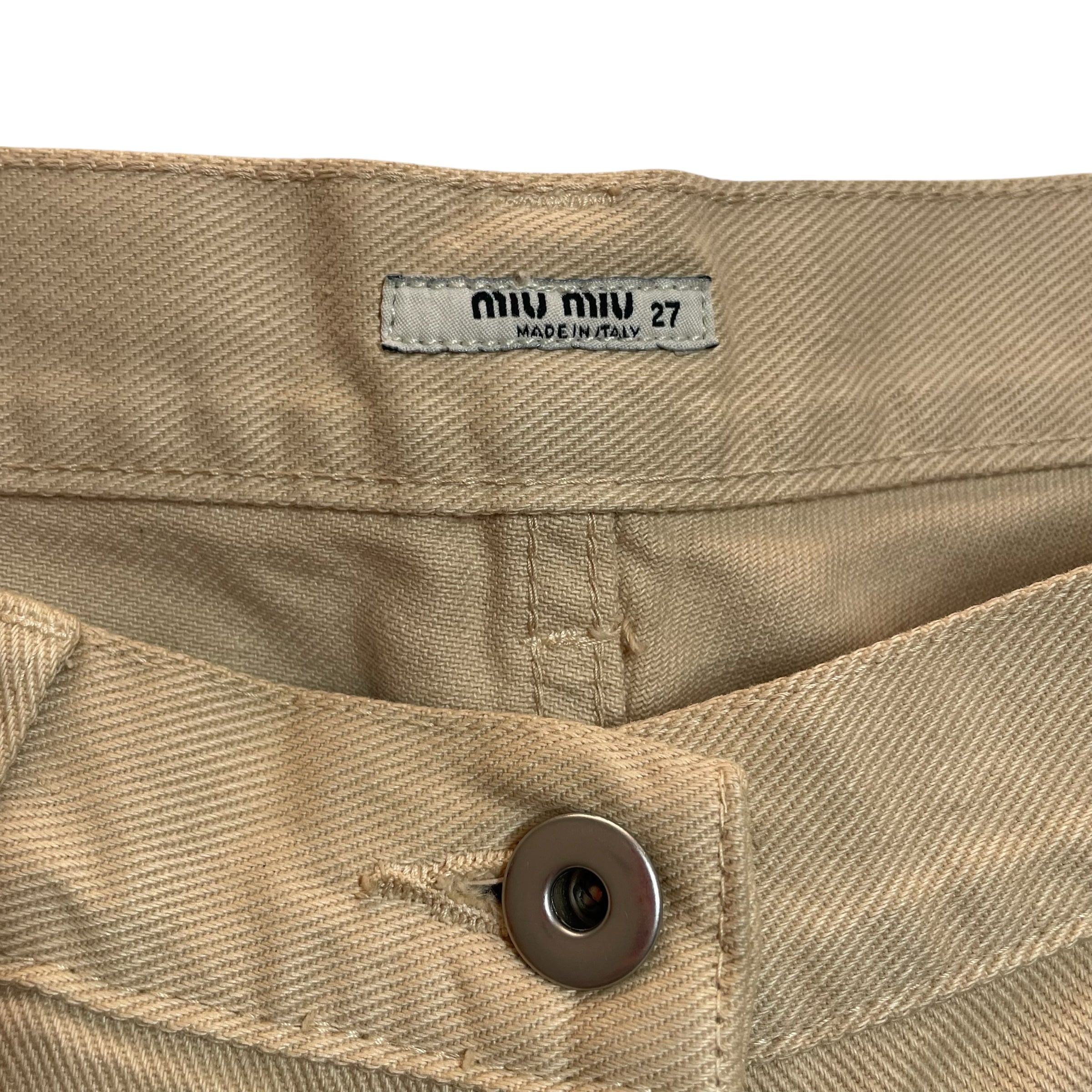 MIU MIU/Bootcut Pants/27/Cotton/BEG/ view 3
