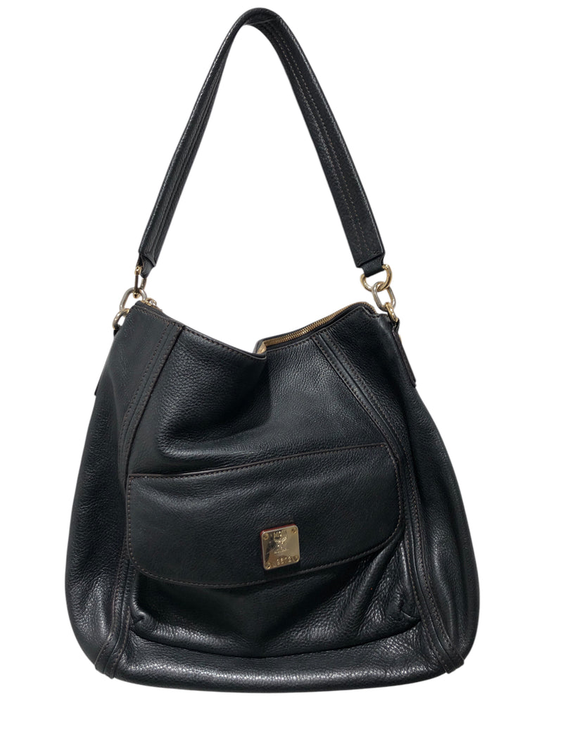 MCM/Tote Bag/Leather/BLK/