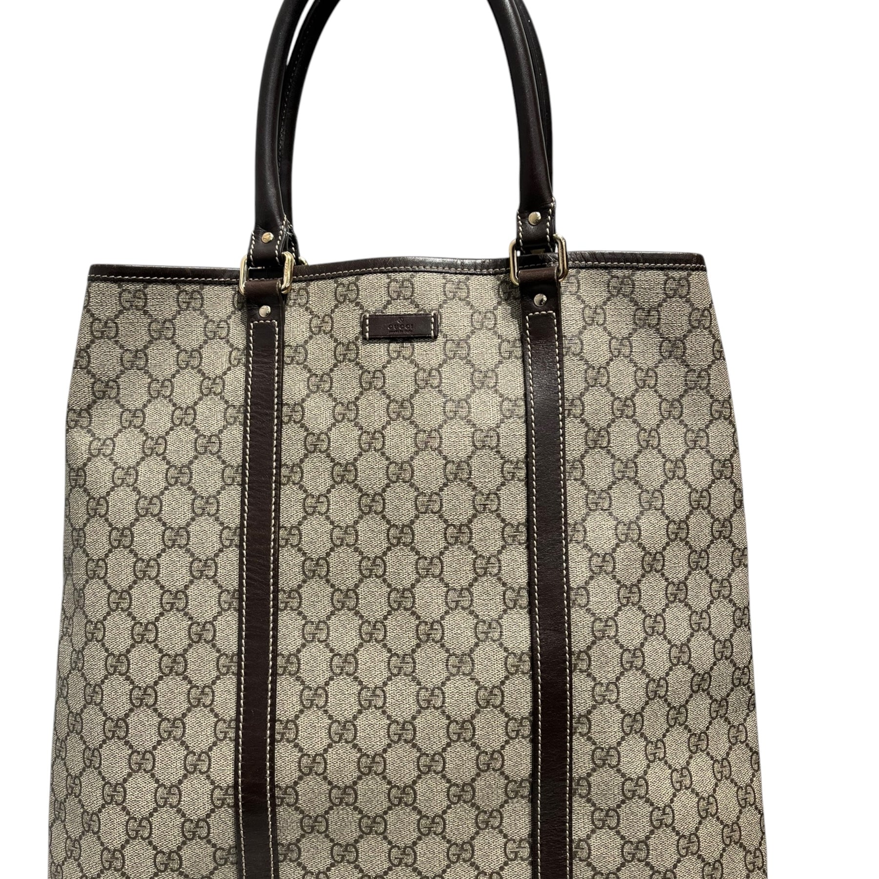 GUCCI/Tote Bag/Leather/KHK/GG Supreme Vertical Tote