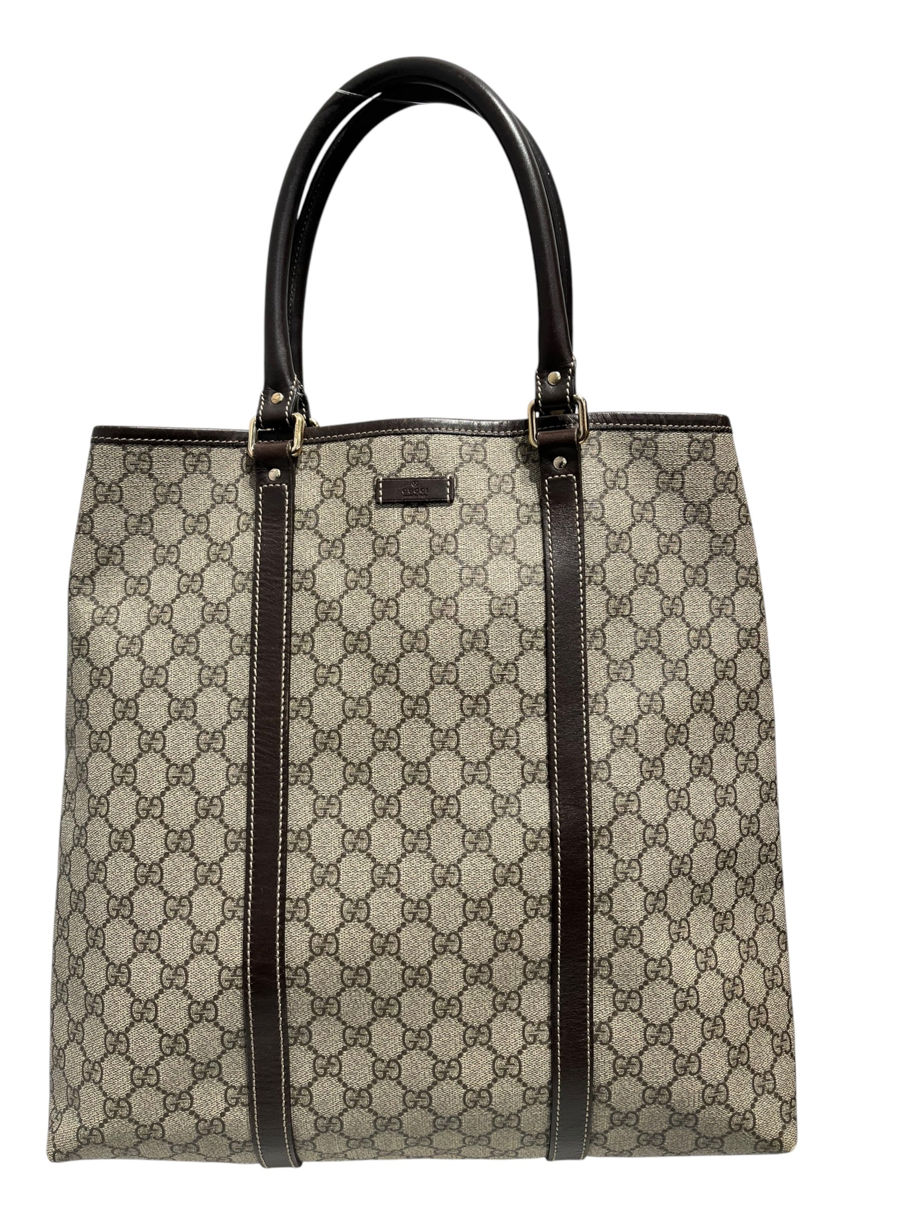 GUCCI/Tote Bag/Leather/KHK/GG Supreme Vertical Tote view 1