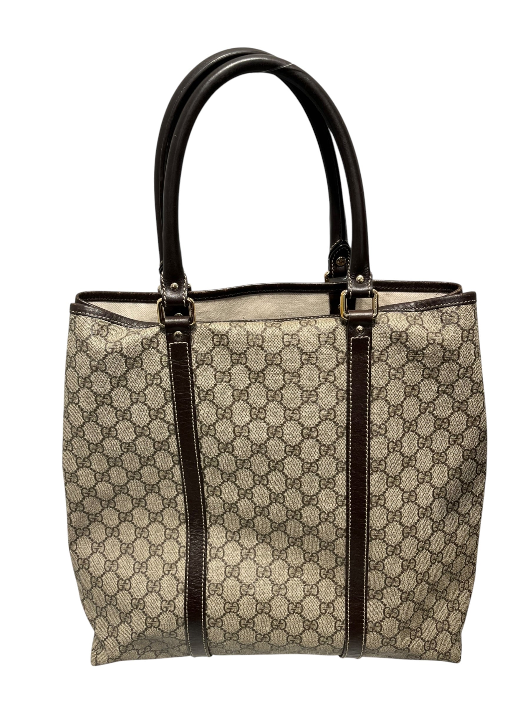 GUCCI/Tote Bag/Leather/KHK/GG Supreme Vertical Tote view 2