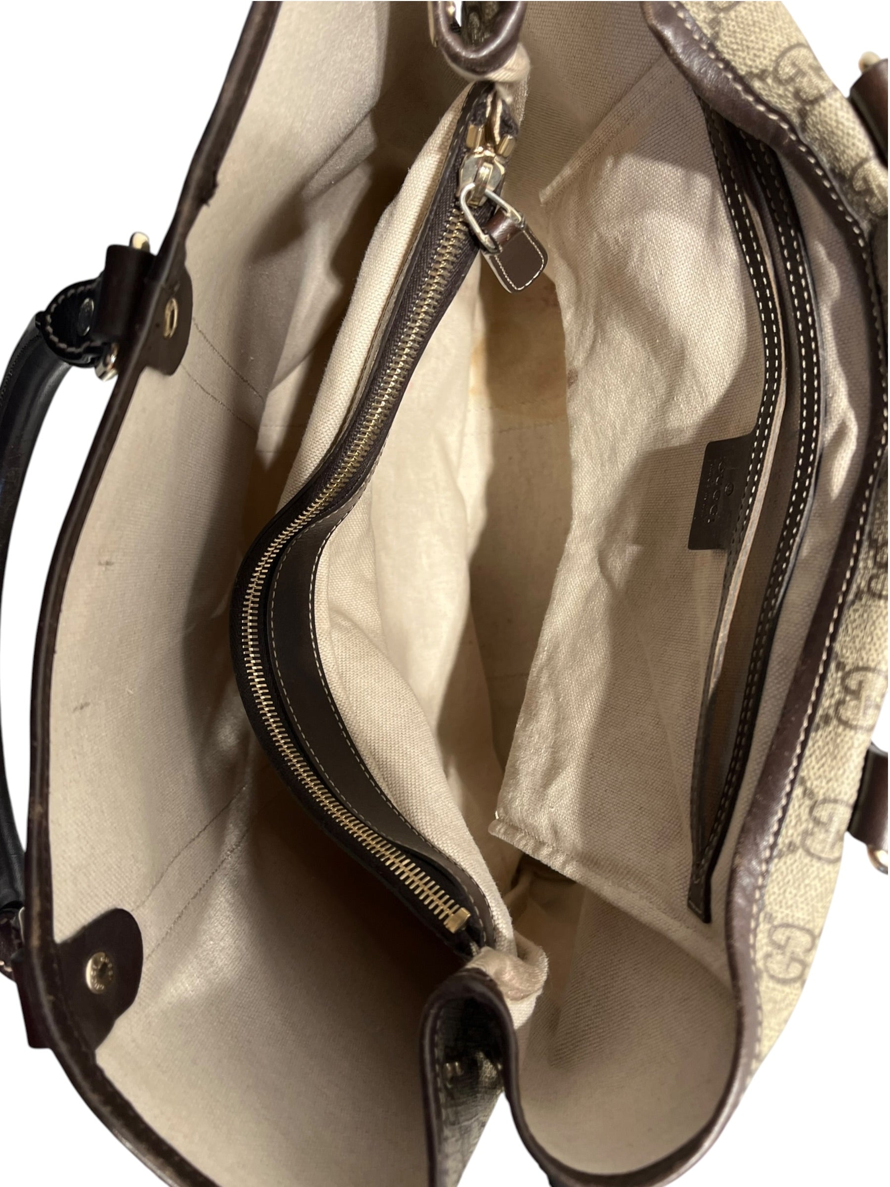GUCCI/Tote Bag/Leather/KHK/GG Supreme Vertical Tote view 5