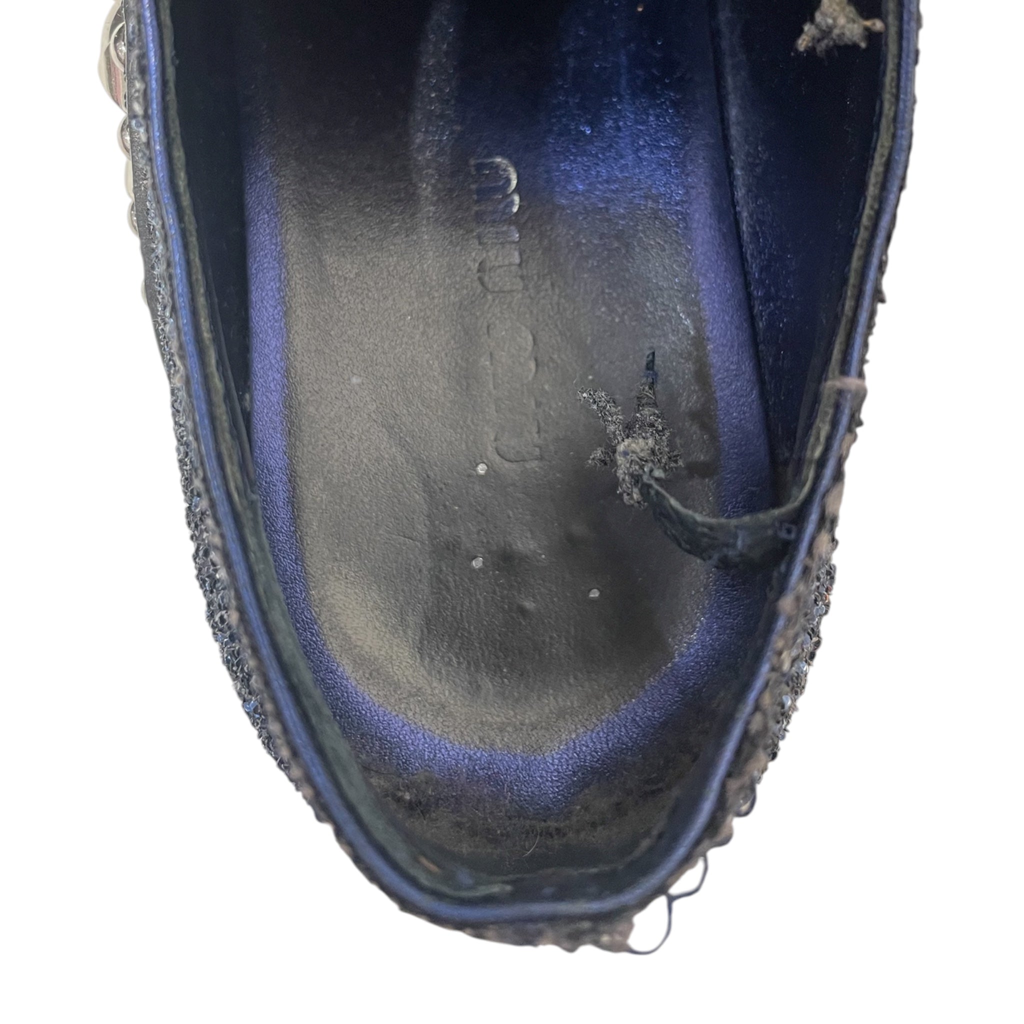 MIU MIU/Loafers/US 6.5/Glitter/Leather/NVY/Glitter and hardware view 3