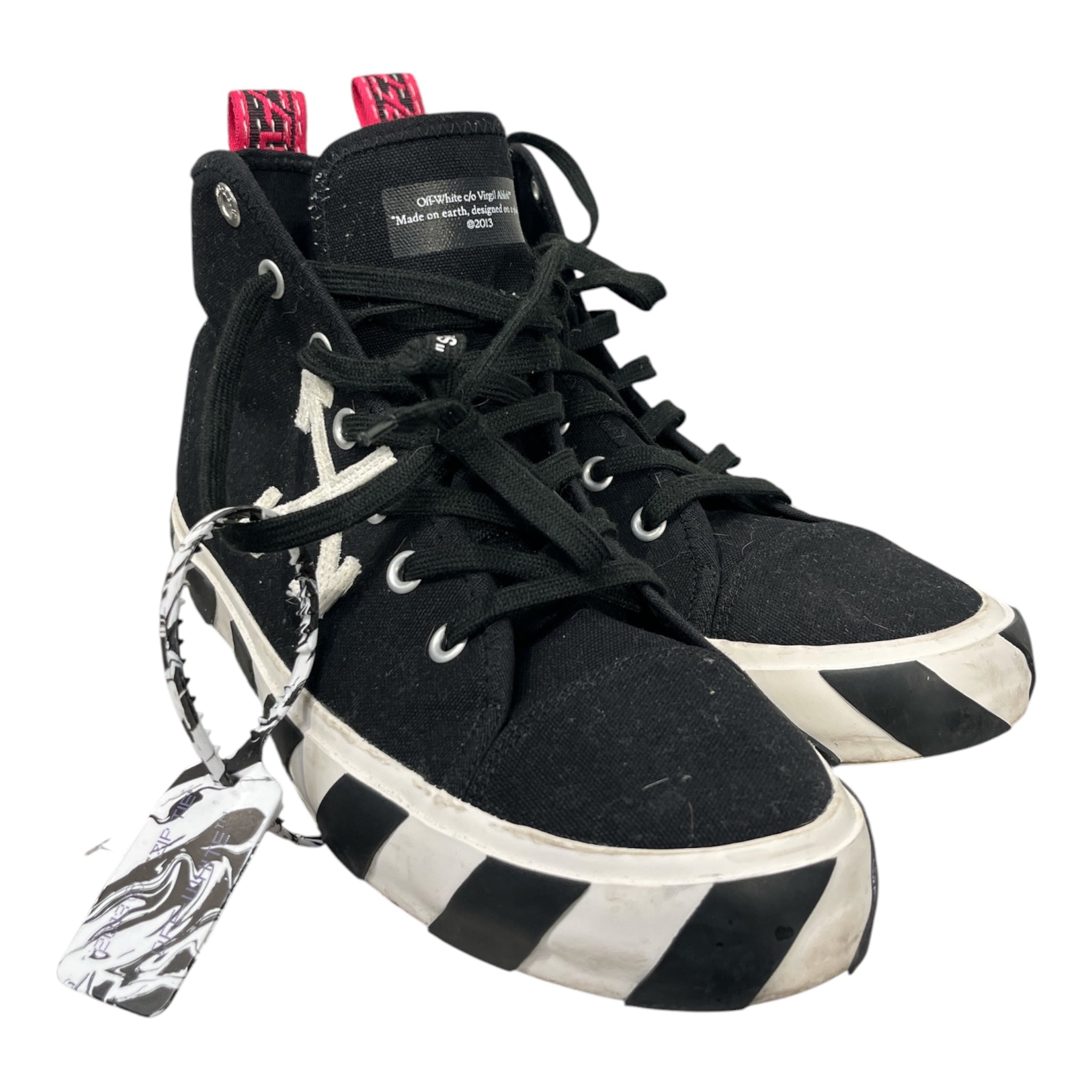 OFF-WHITE/Hi-Sneakers/EU 45/Cotton/BLK/VULCANIZED BLACK WHITE SOLE view 1