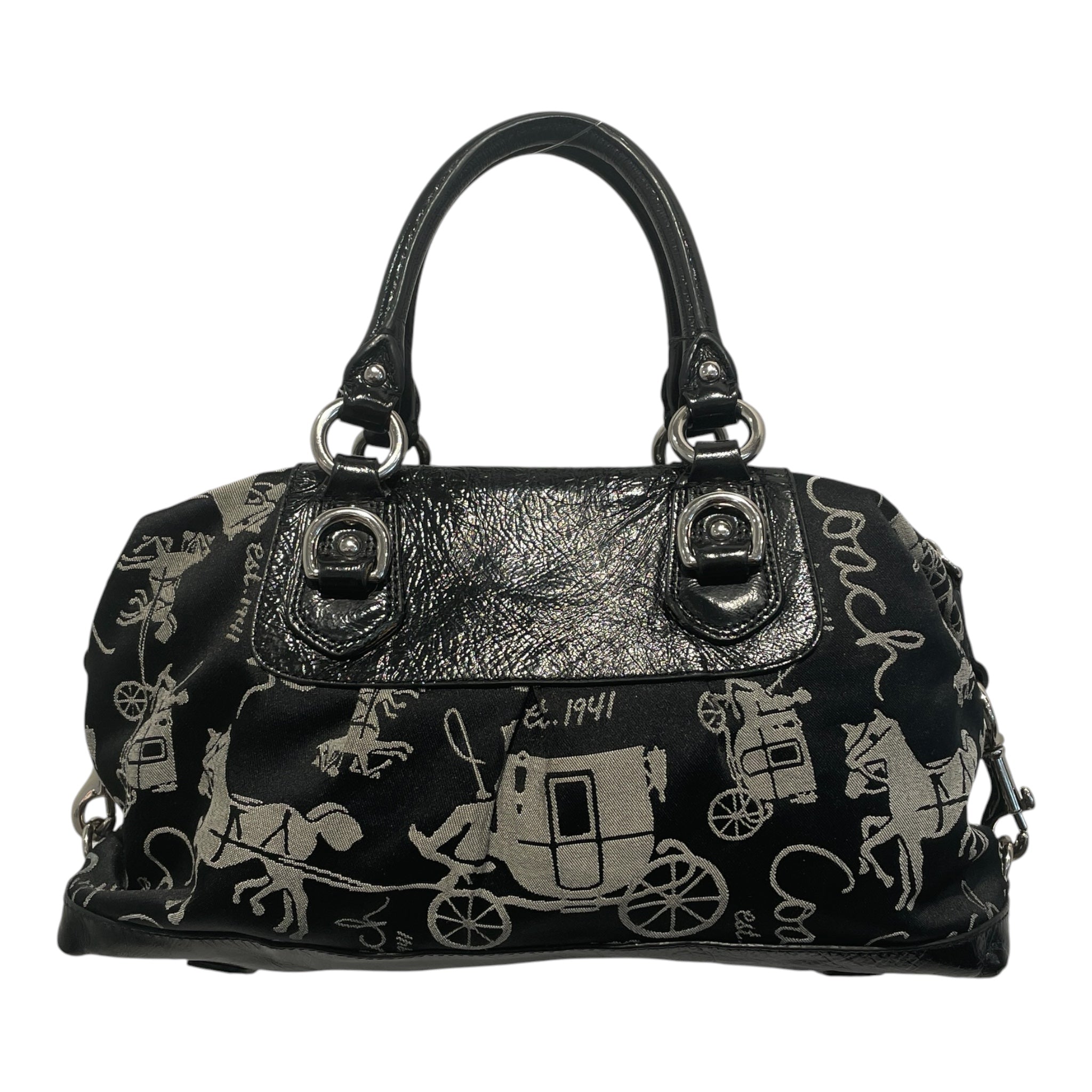 COACH/Hand Bag/Monogram/Cotton/BLK/ASHLEY HORSE & CARRIAGE view 2