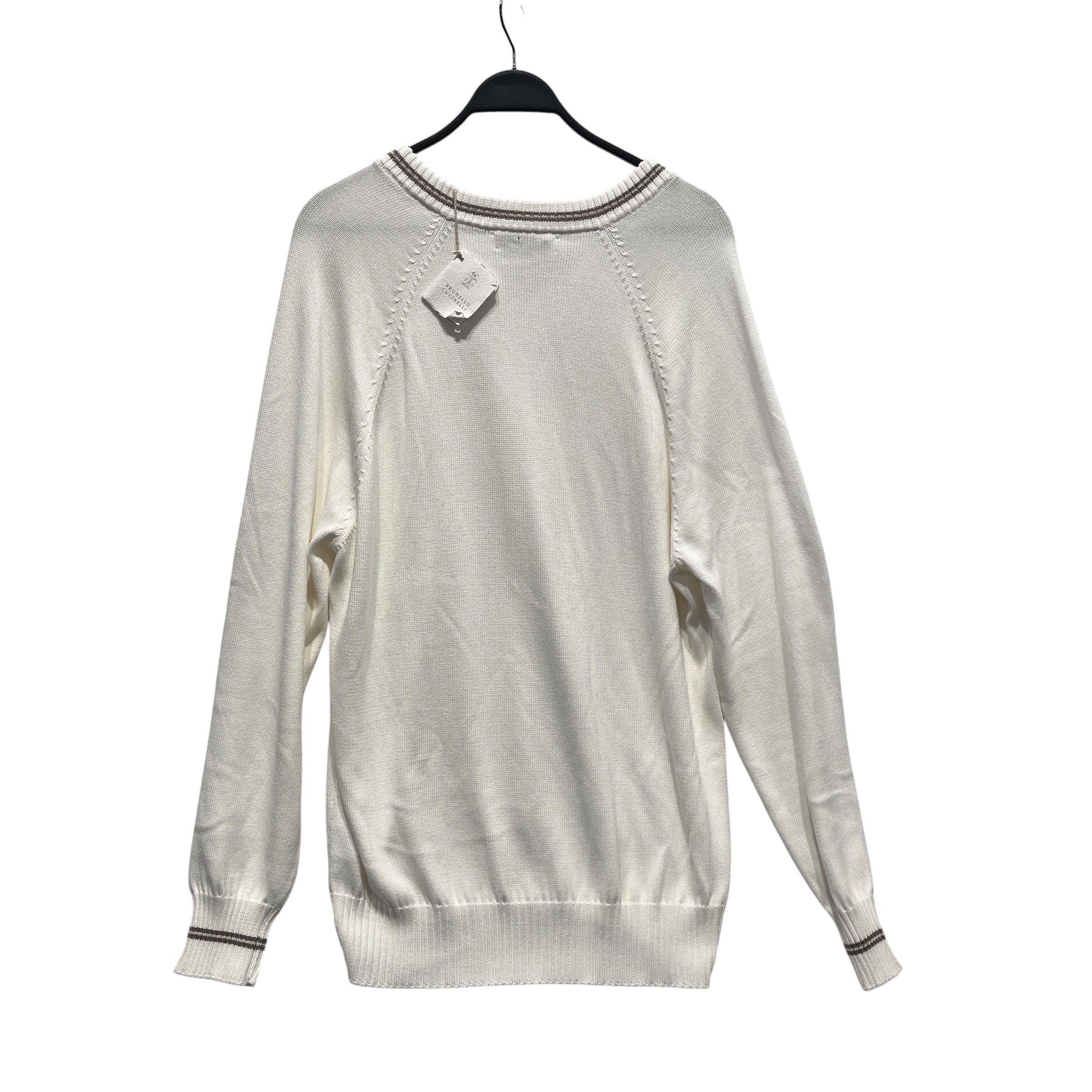 BRUNELLO CUCINELLI/Sweater/White Beige Trim Knit Sweater view 2