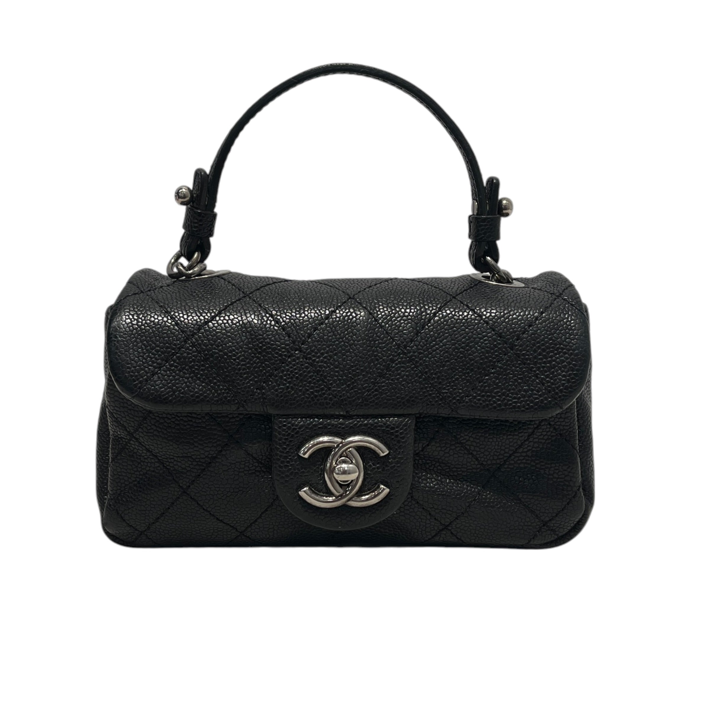CHANEL/Cross Body Bag/Leather/BLK/MINI SIMPLY CC flap bag view 1