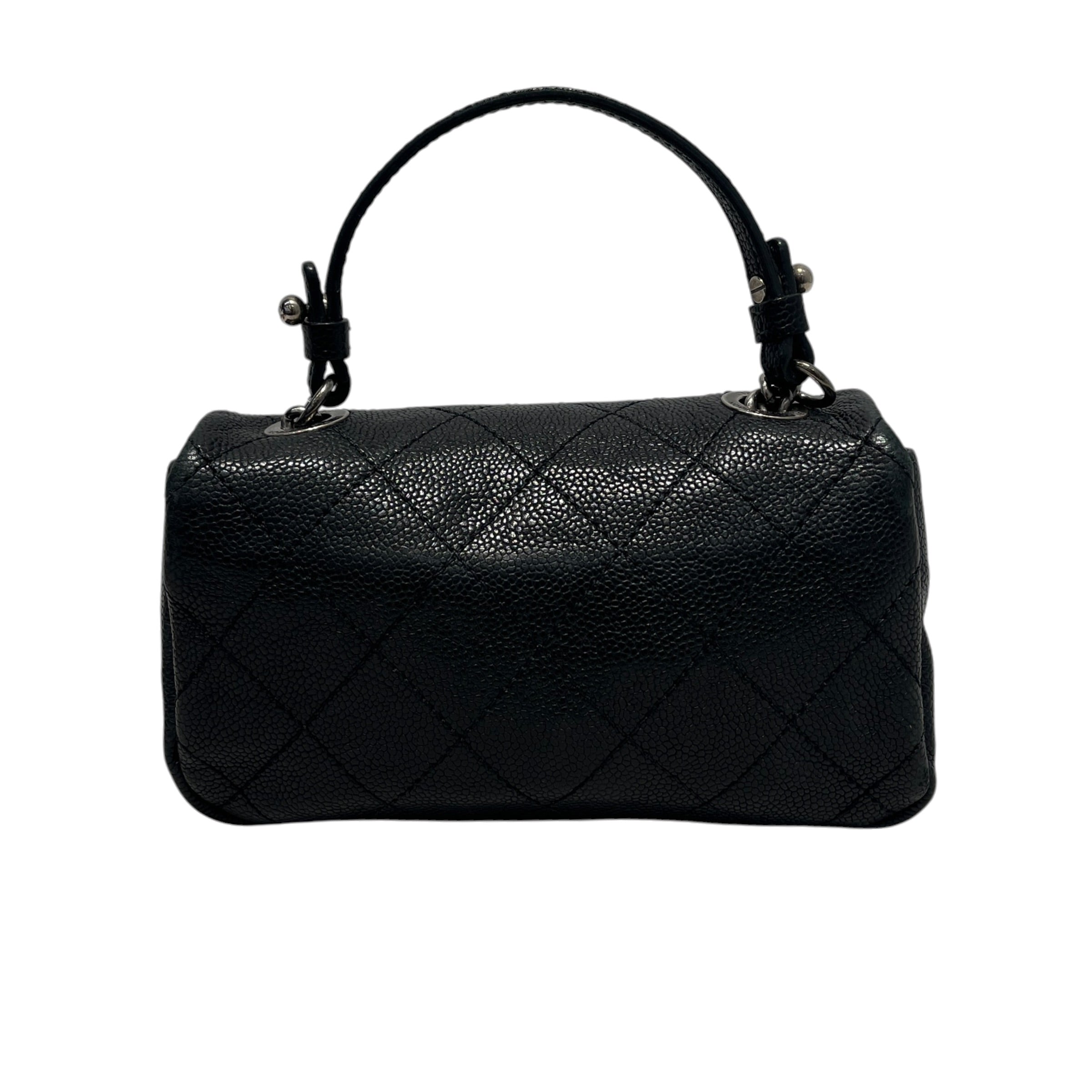 CHANEL/Cross Body Bag/Leather/BLK/MINI SIMPLY CC flap bag view 2