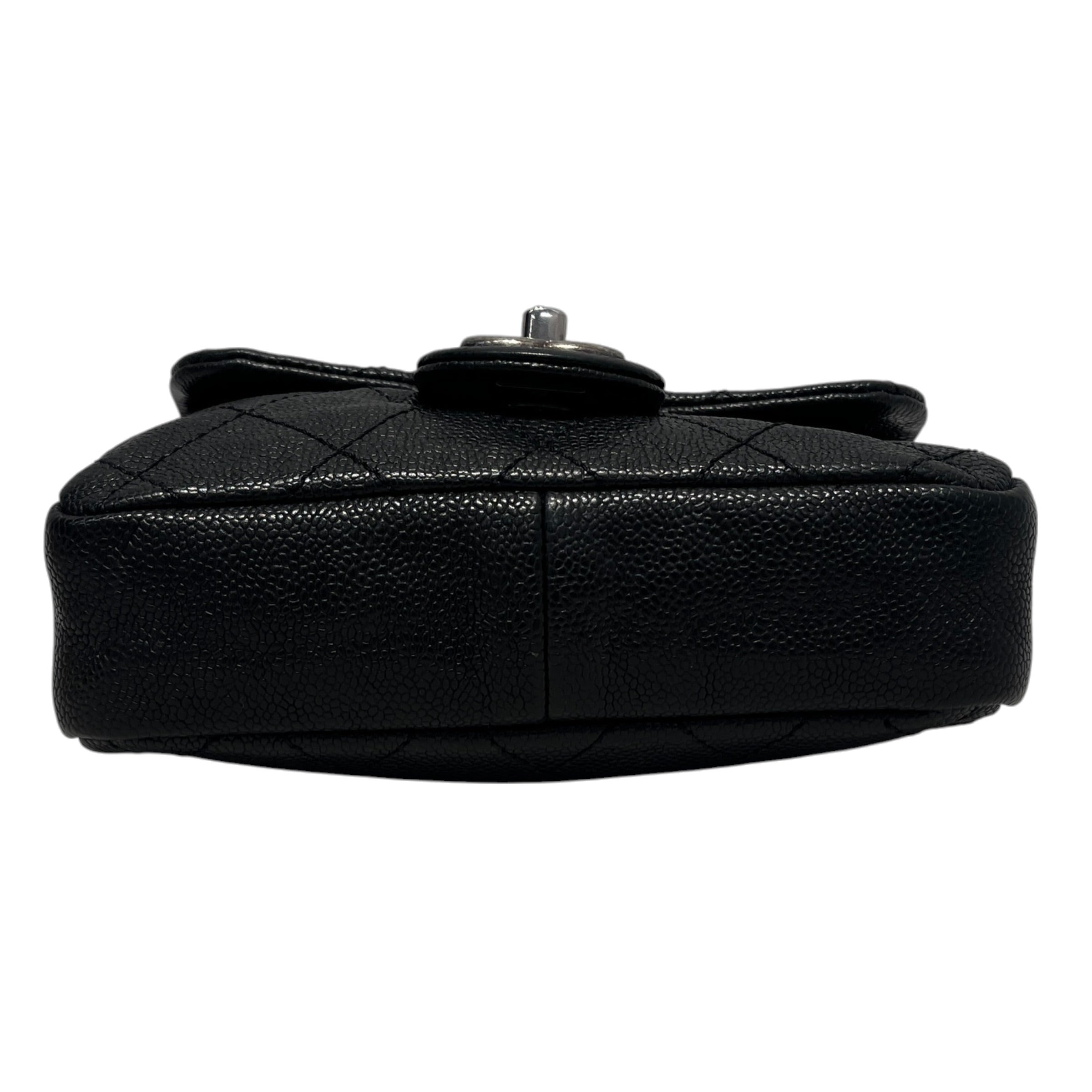 CHANEL/Cross Body Bag/Leather/BLK/MINI SIMPLY CC flap bag view 3