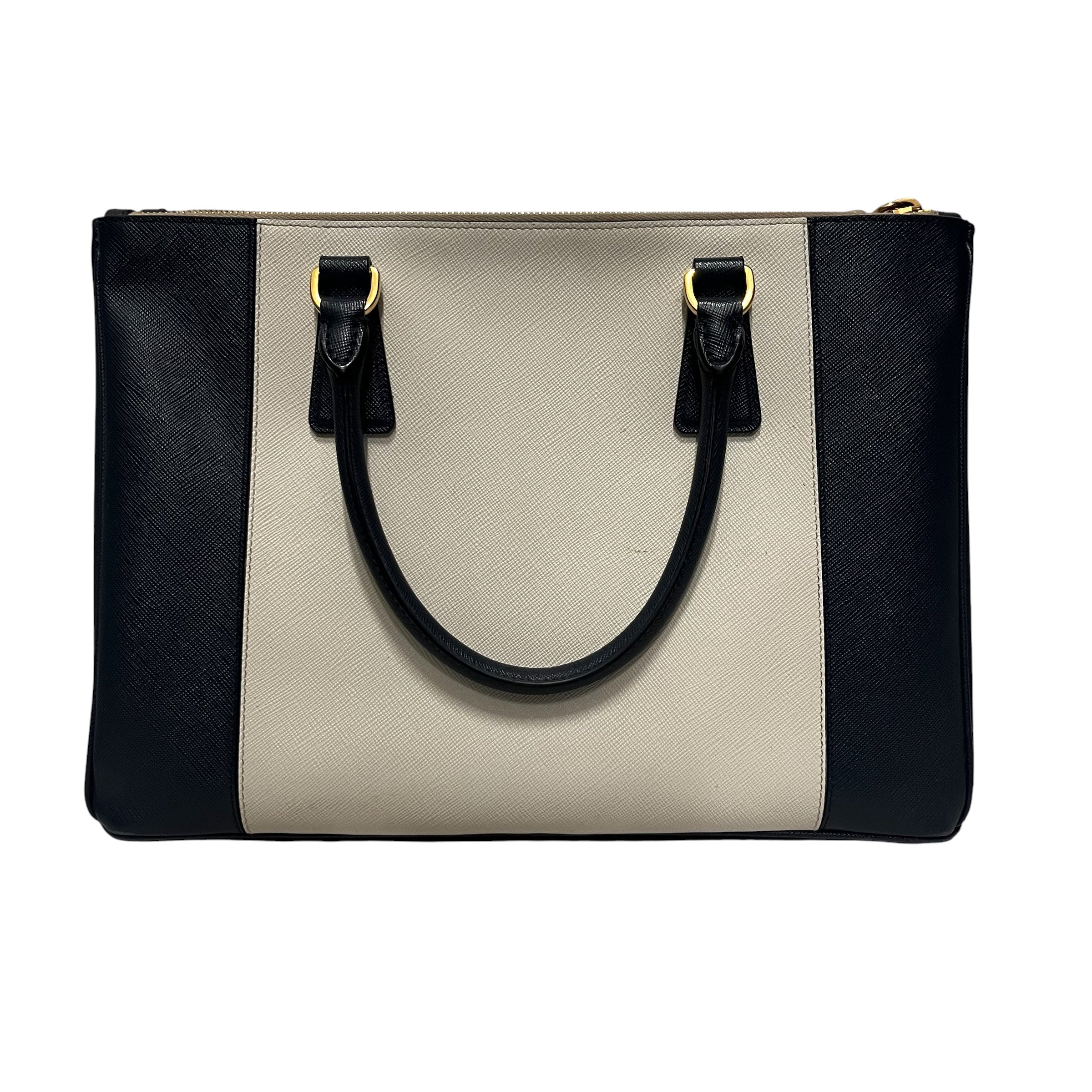 PRADA/Cross Body Bag/Leather/CRM/saffiano double zip view 2