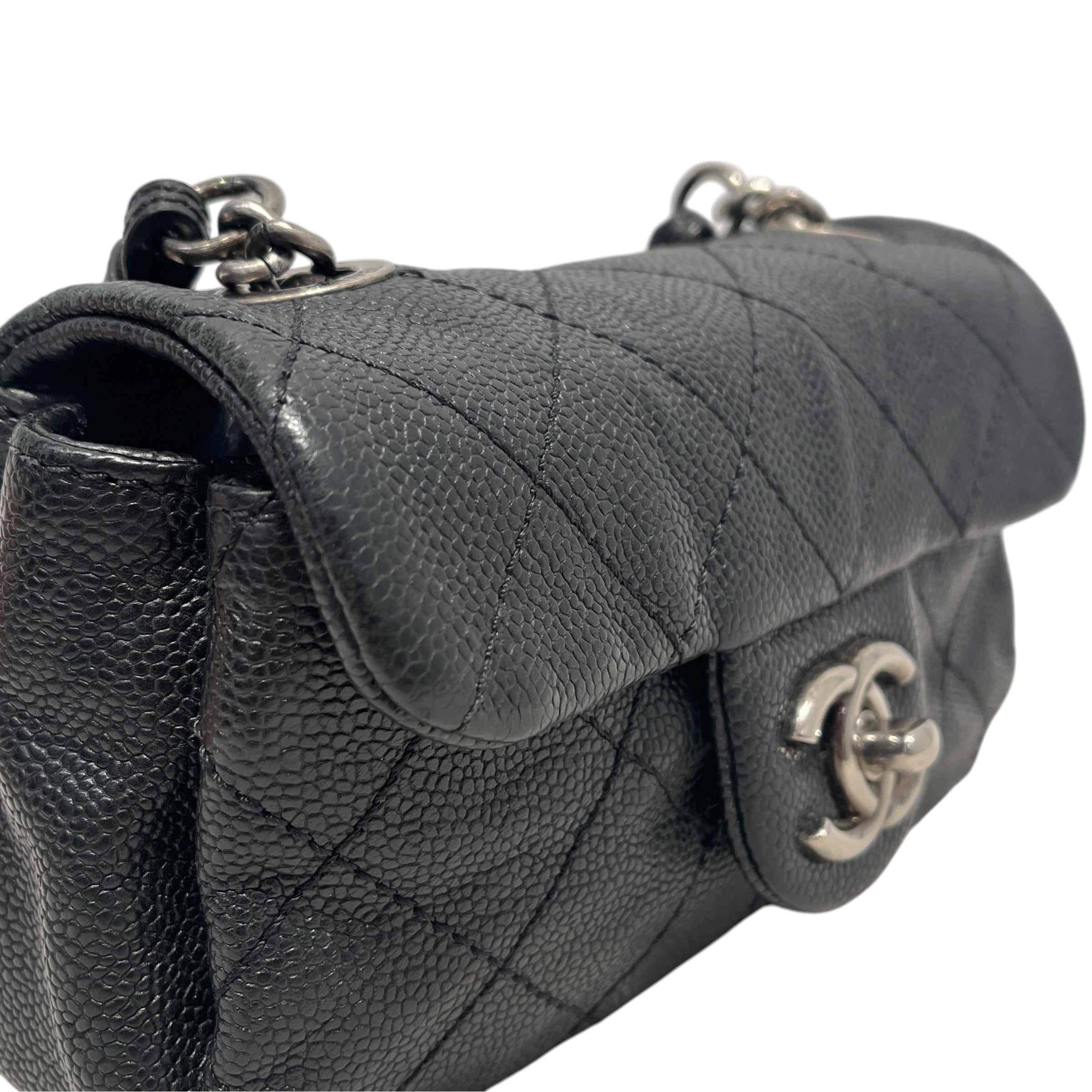 CHANEL/Cross Body Bag/Leather/BLK/MINI SIMPLY CC flap bag view 6