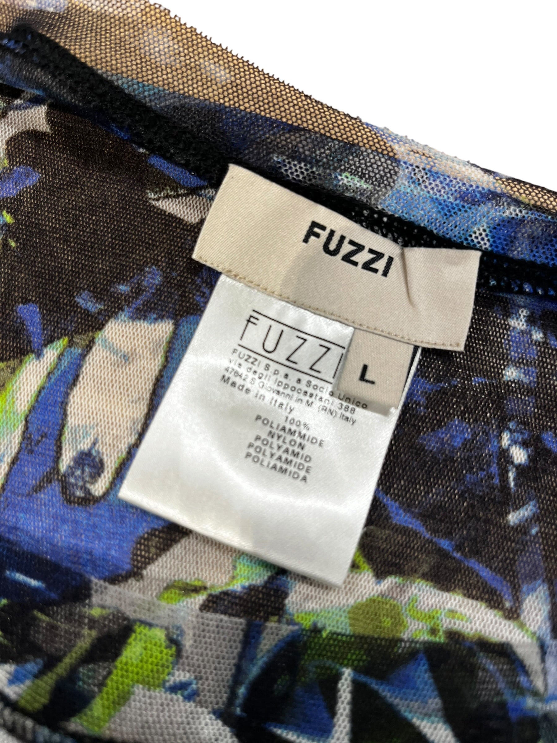 FUZZI/SS Dress/L/Floral Pattern/Polyester/BLU/Sheer view 3