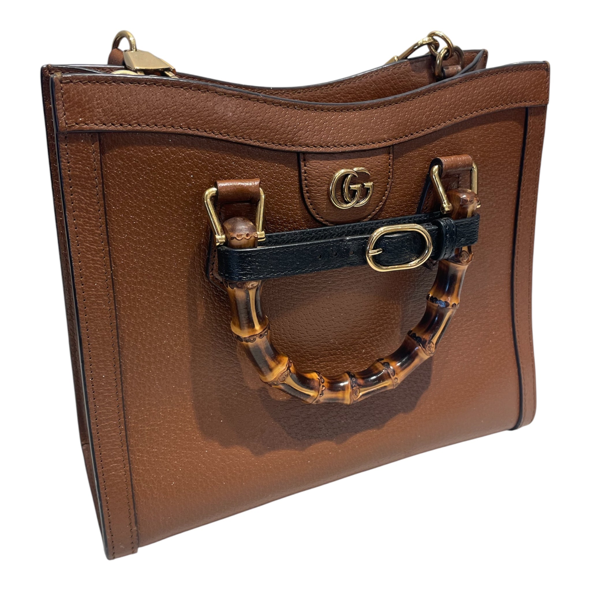 GUCCI/Cross Body Bag/Leather/BRW/diana bamboo tote view 3