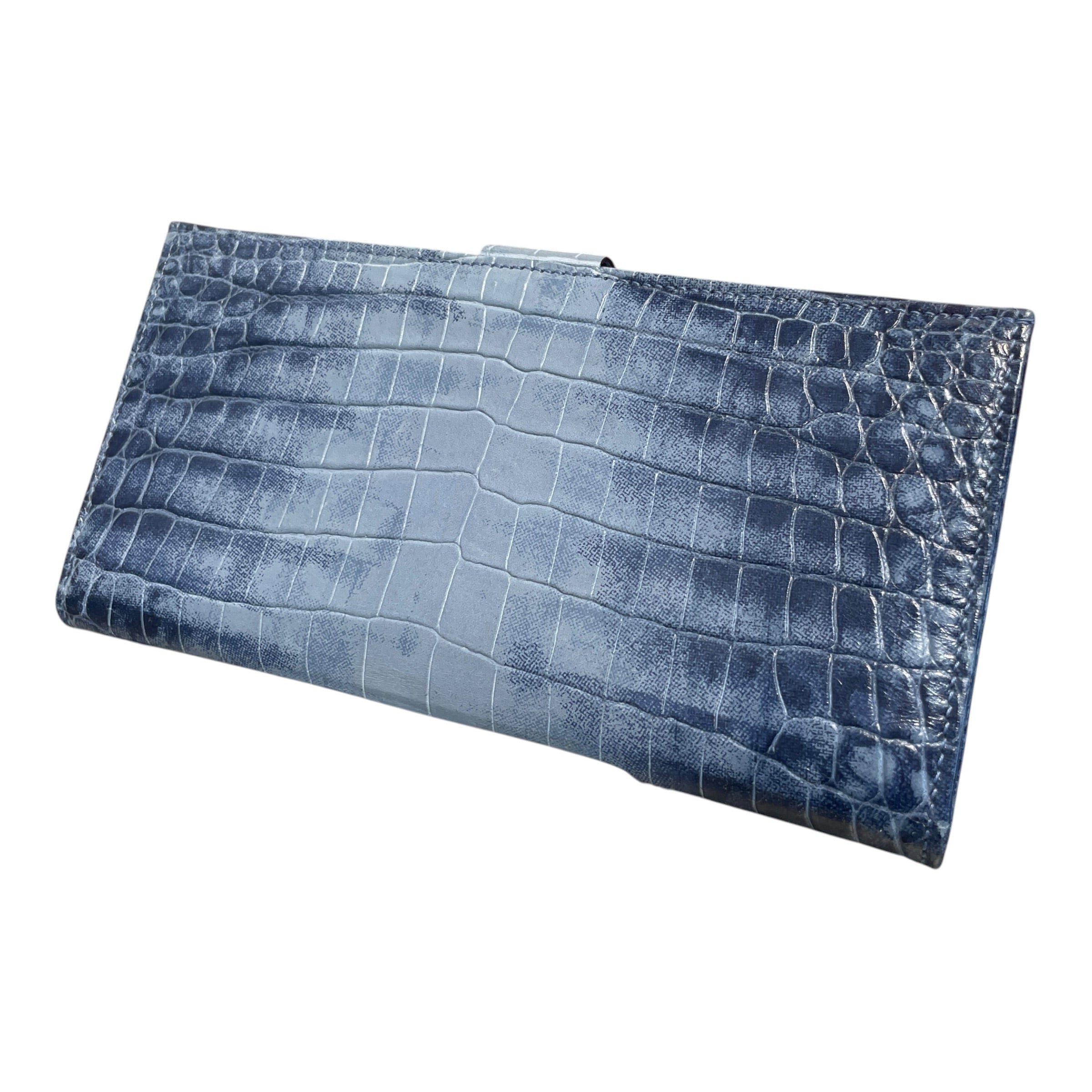 Salvatore Ferragamo/Long Wallet/Leather/BLU/L's/Croc Embosssed Wallet view 2
