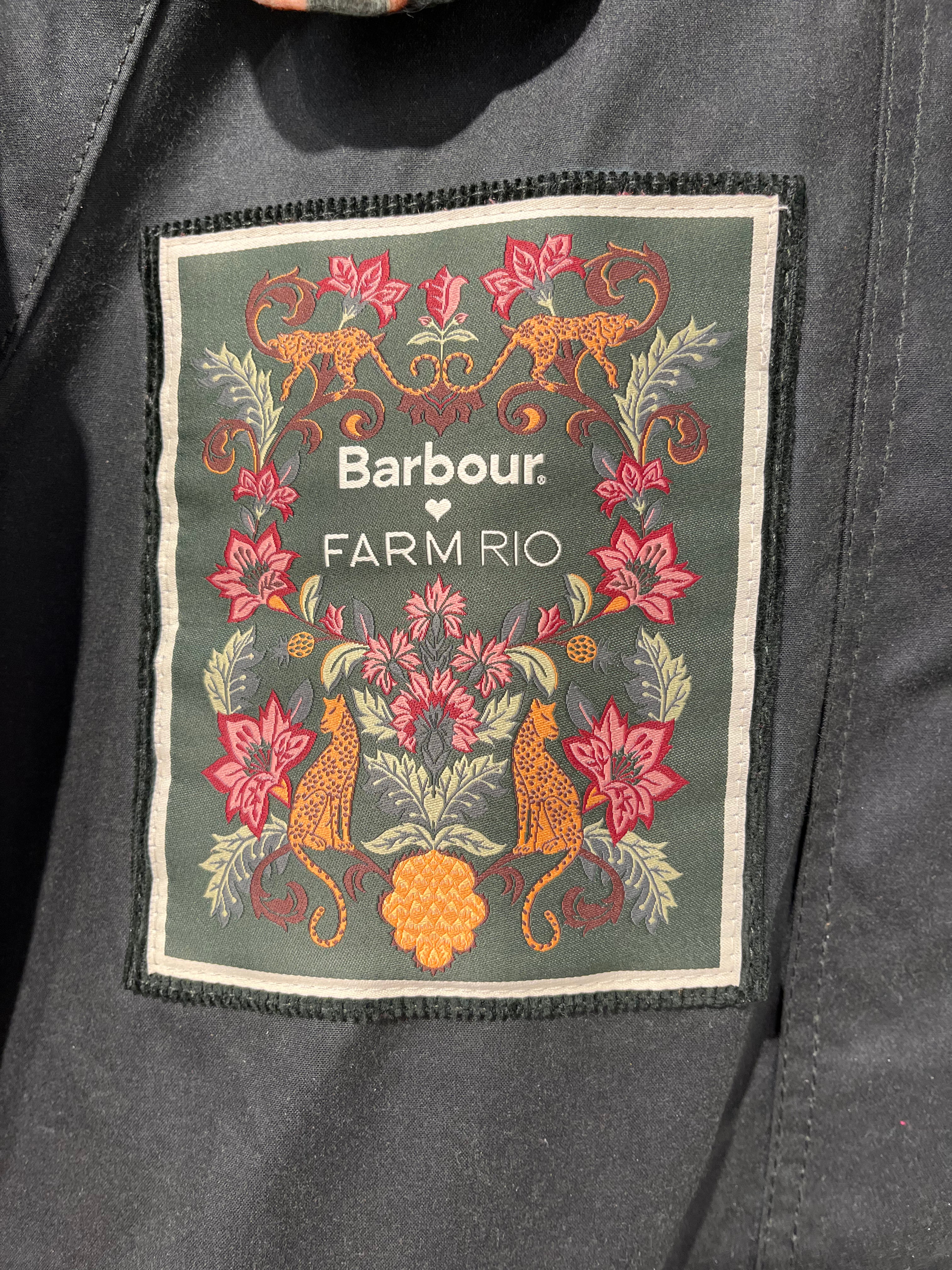 FARM Rio/Barbour/Jacket/S/Floral Pattern/Cotton/BLK/FLORAL COLLAT WAXED JACKET view 5