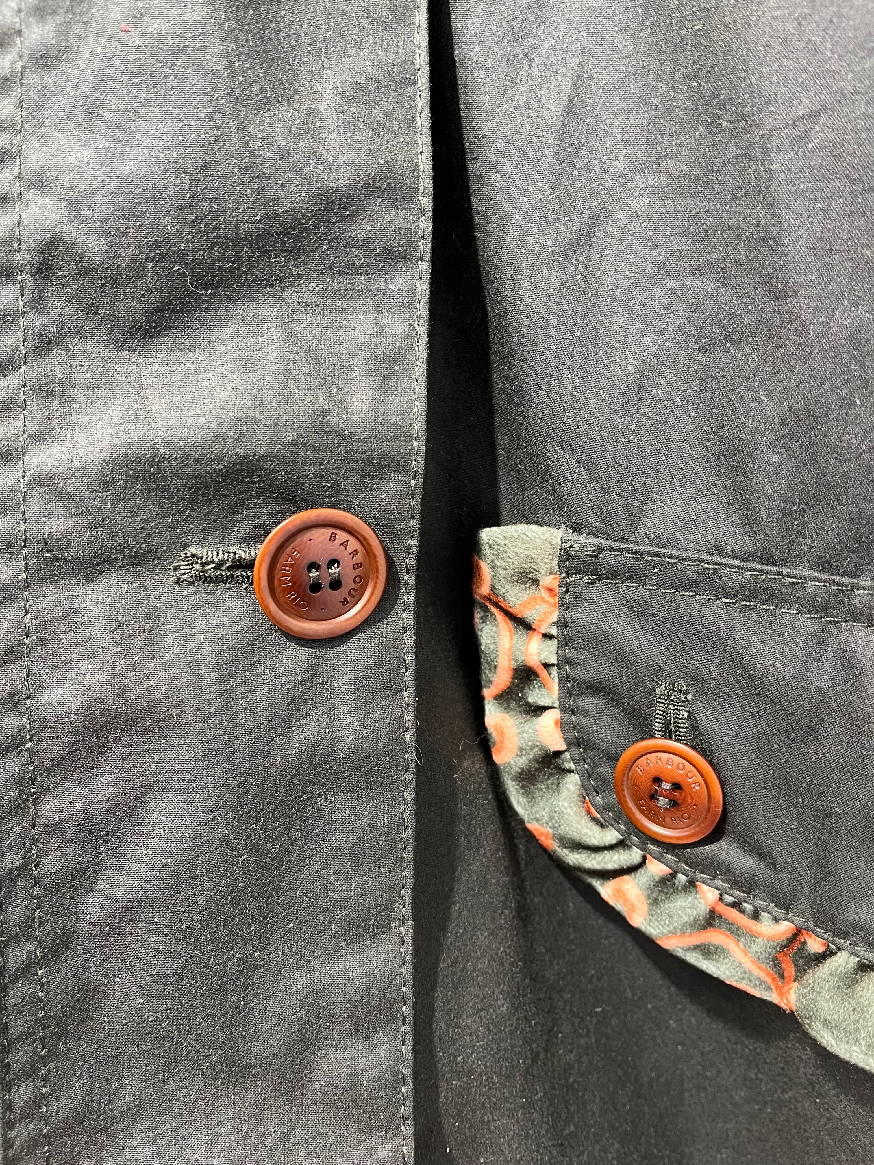 FARM Rio/Barbour/Jacket/S/Floral Pattern/Cotton/BLK/FLORAL COLLAT WAXED JACKET view 6