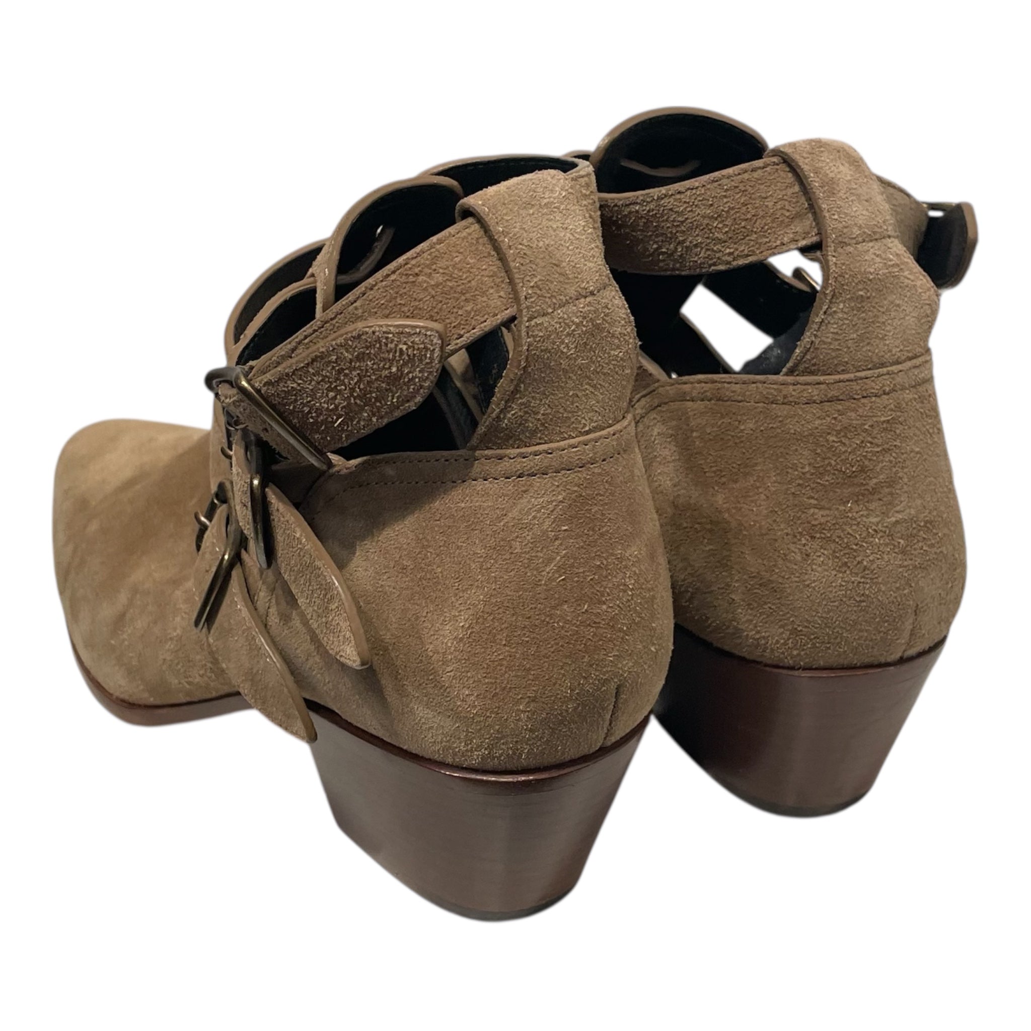 SAINT LAURENT/Booties/EU 35/Suede/BEG/SUEDE 3 BUCKLE BOOTS view 2